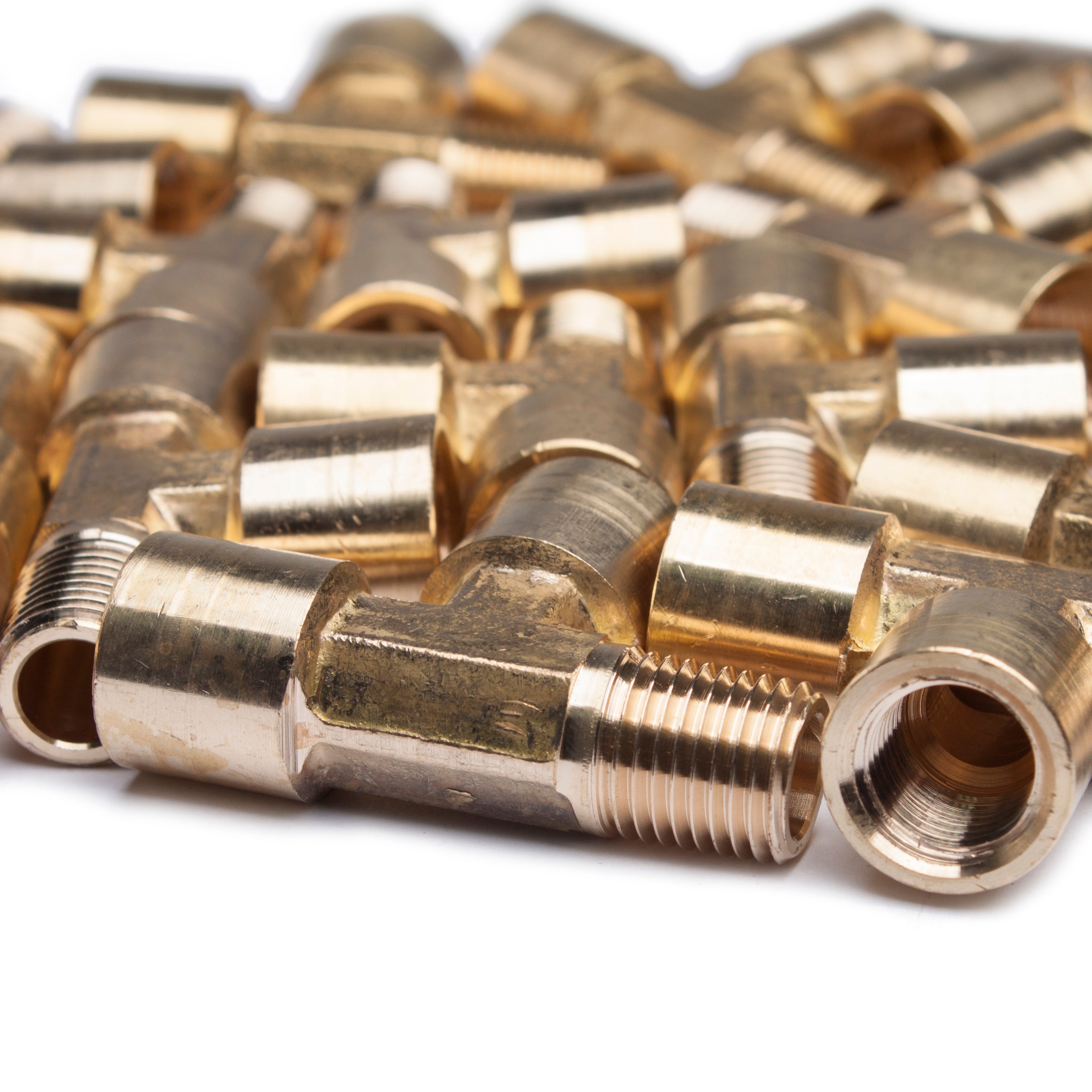 LTWFITTING Brass Pipe Fitting 1/4 Inch Male x 1/4 Inch Female x 1/4 Inch Female NPT Pipe Tee Water Fuel Boat (Pack of 200)