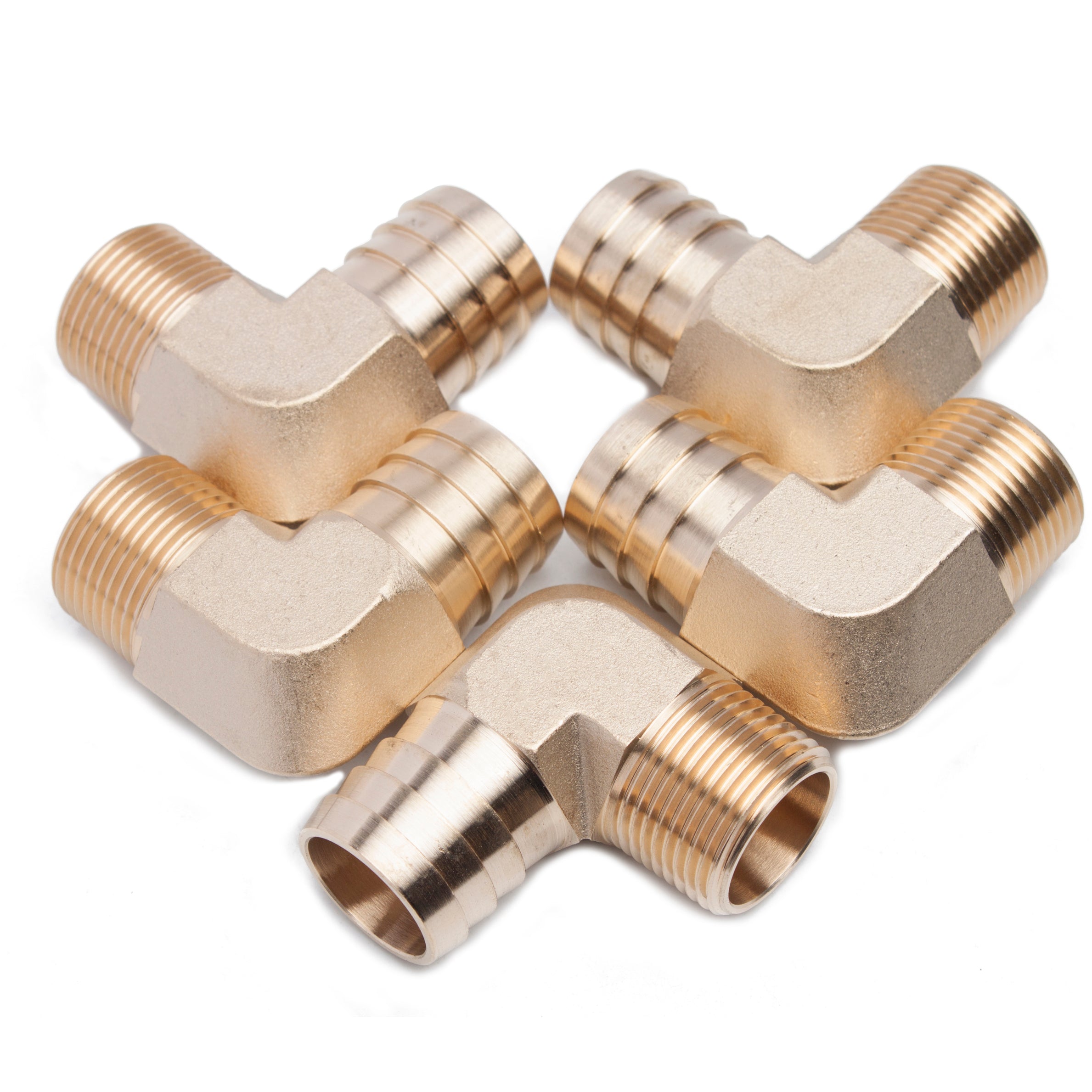 LTWFITTING 90 Degree Elbow Brass Barb Fitting 1-Inch ID Hose x 3/4-Inch Male NPT Fuel Boat Air(Pack of 5)