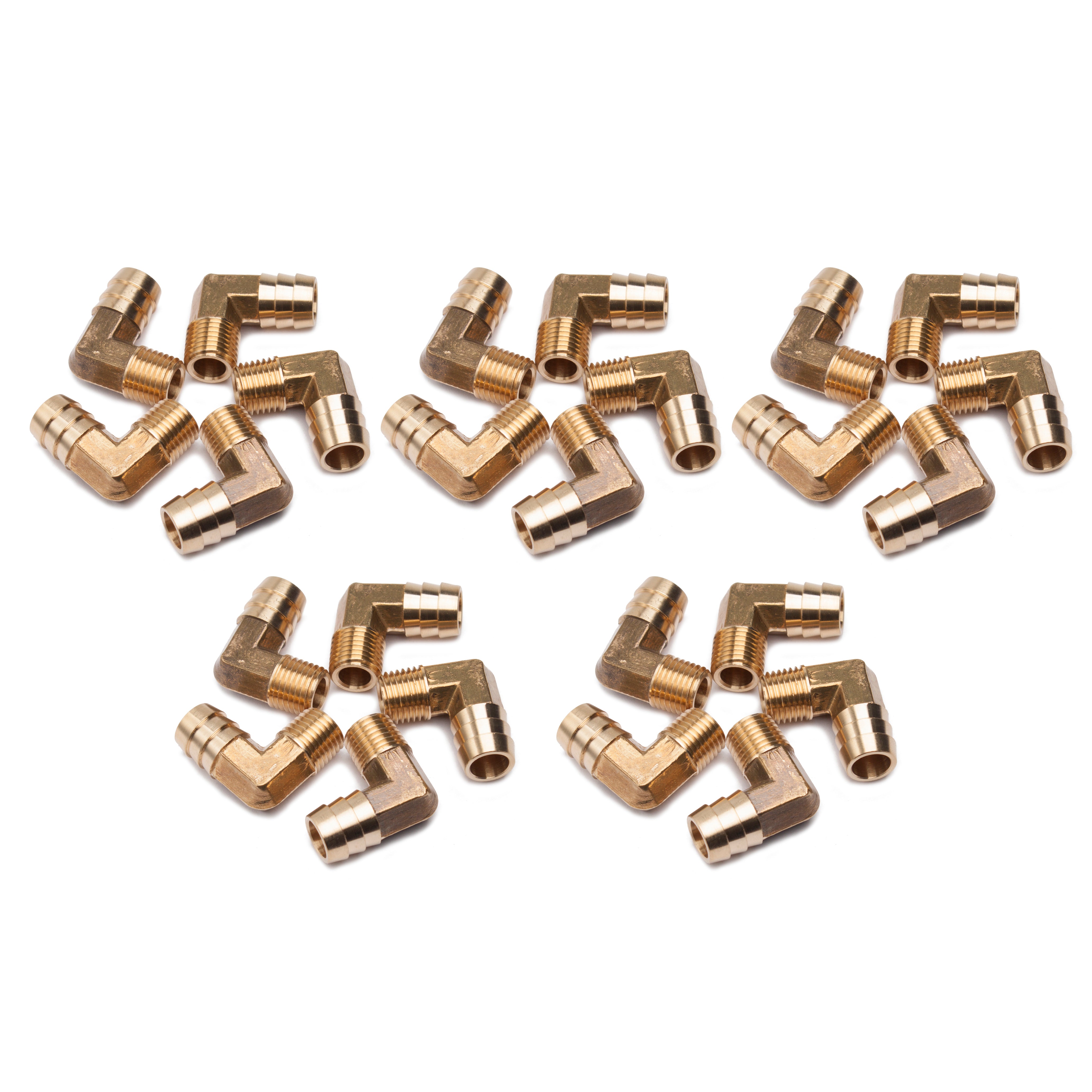 LTWFITTING Black Nickel Plating 90 Degree Elbow Brass Barb Fitting 1/2-Inch ID Hose x 1/4-Inch Male NPT (Pack of 25)