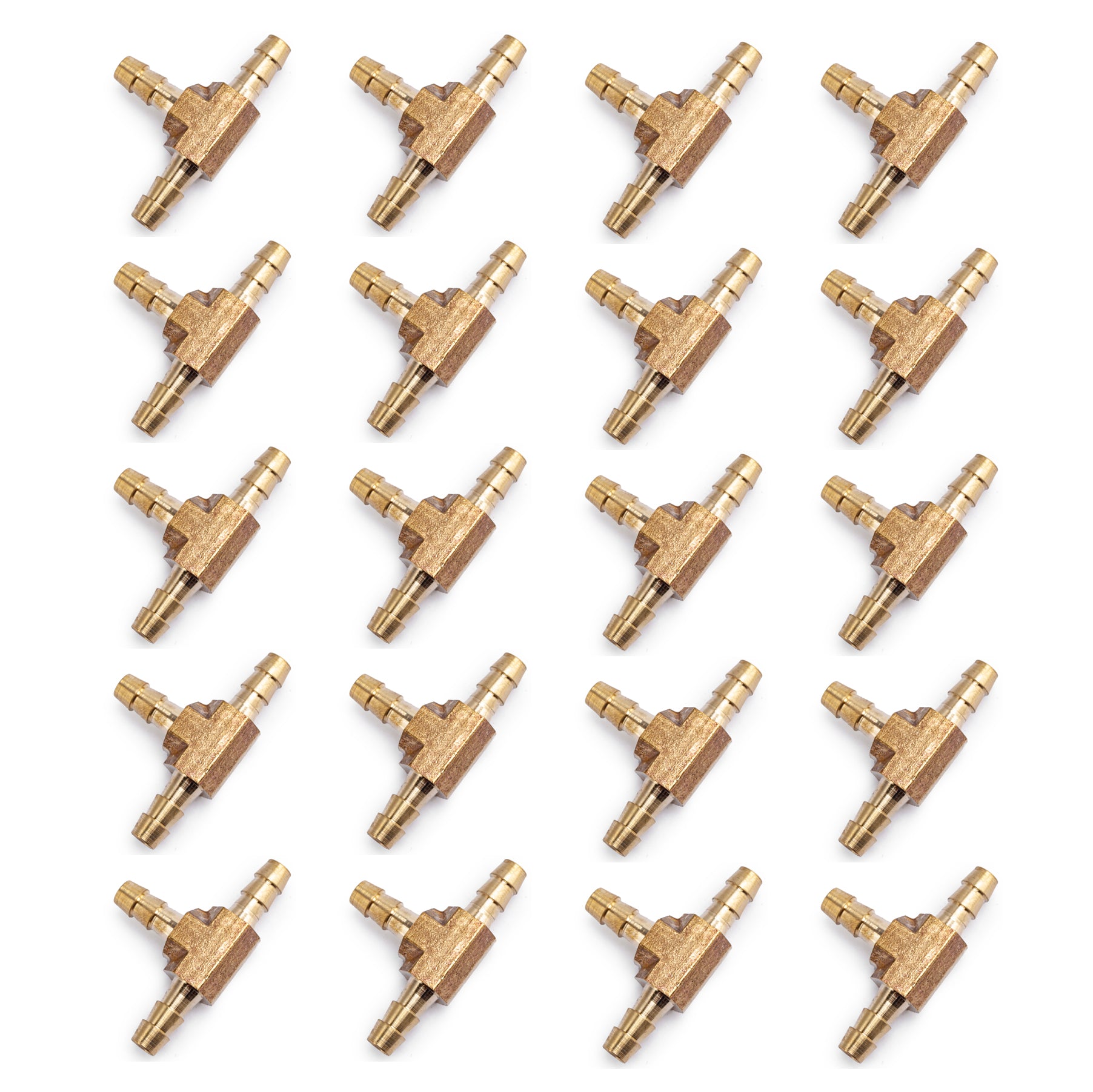 LTWFITTING Brass Barb Tee Fitting 1/4-Inch ID Hose for Water Fuel Boat(Pack of 20)