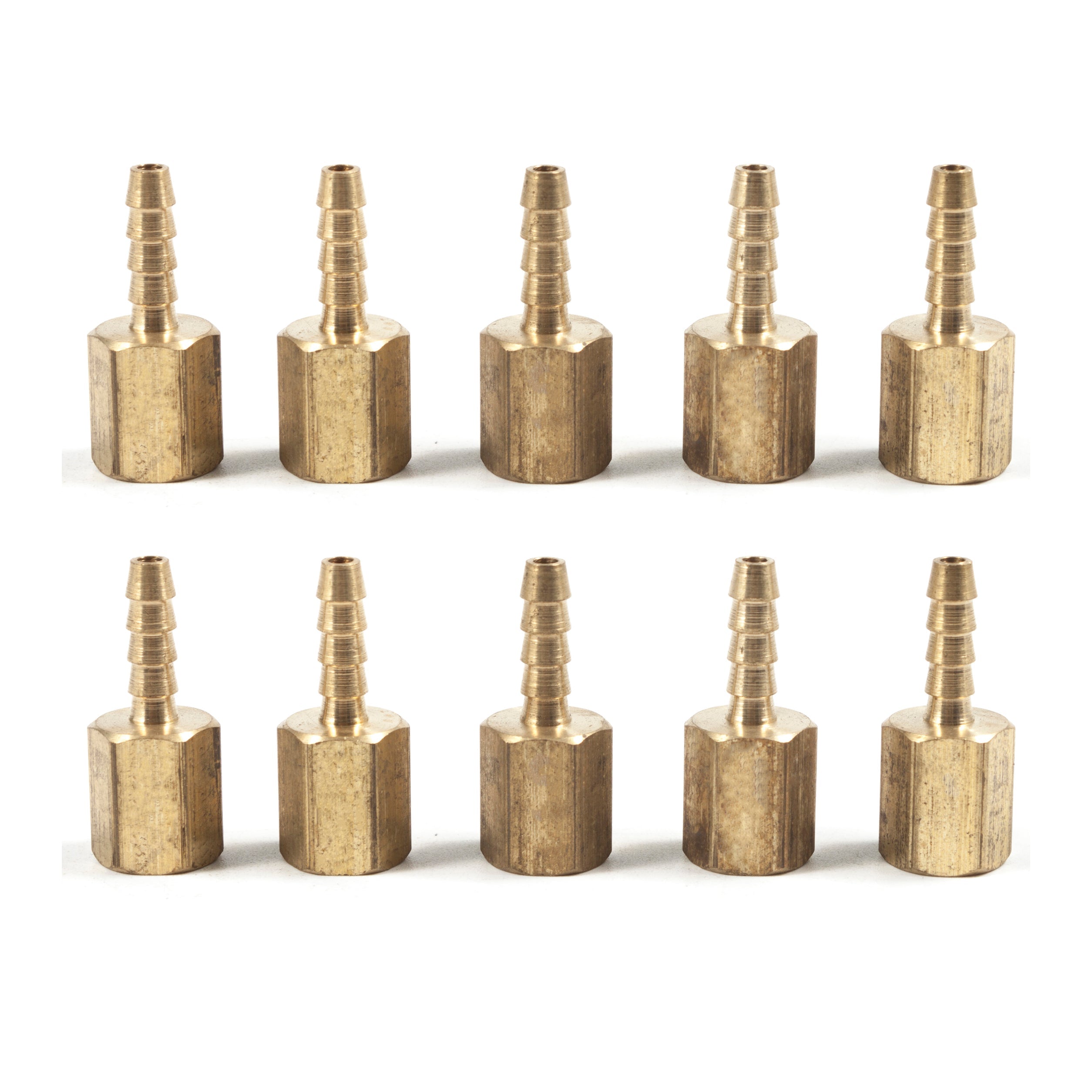 LTWFITTING Brass Fitting Coupler/Adapter 1/8-Inch Hose Barb x 1/8-Inch Female NPT(Pack of 10)