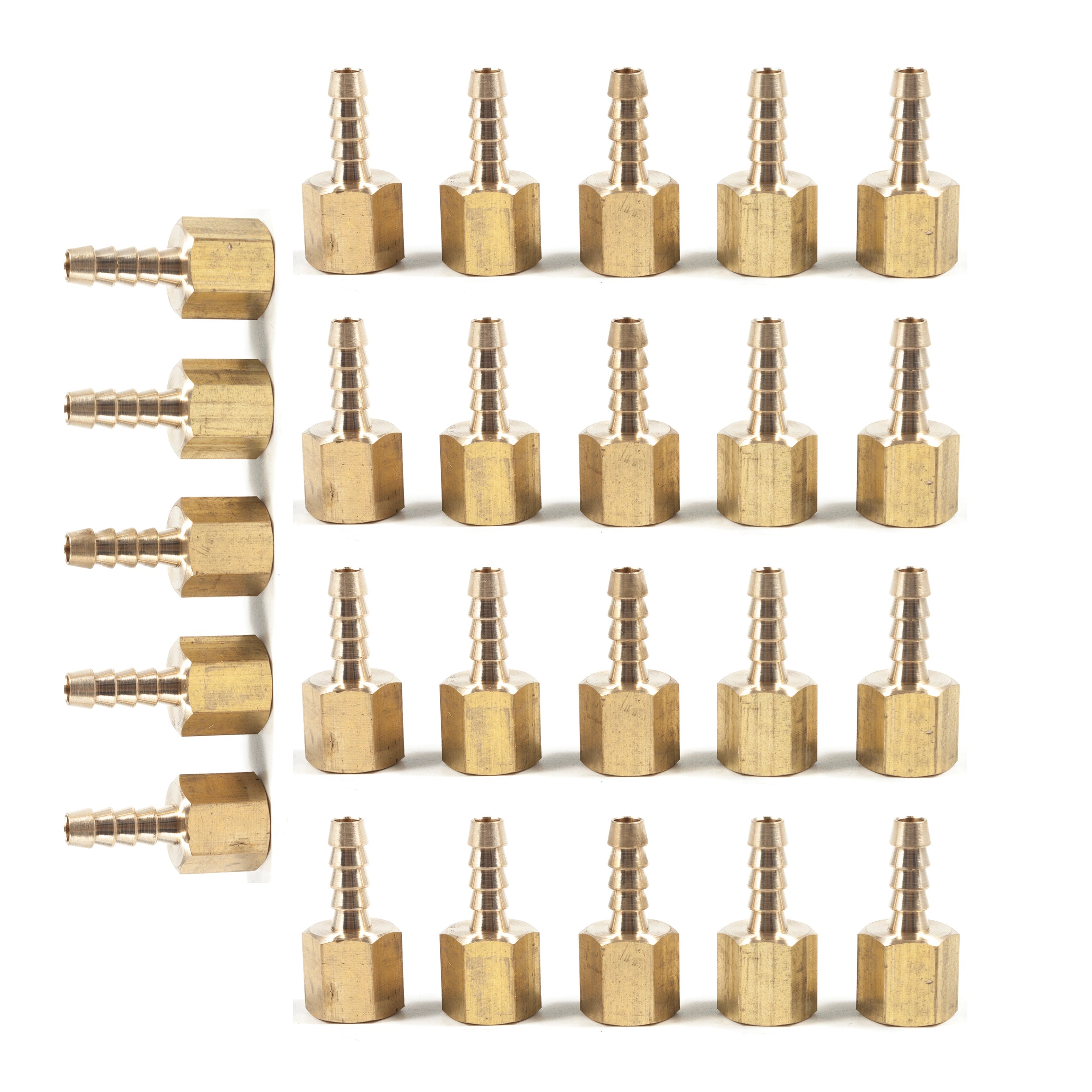 LTWFITTING Brass Fitting Coupler 1/4-Inch Hose Barb x 1/4-Inch Female NPT Fuel Water Boat(Pack of 25)