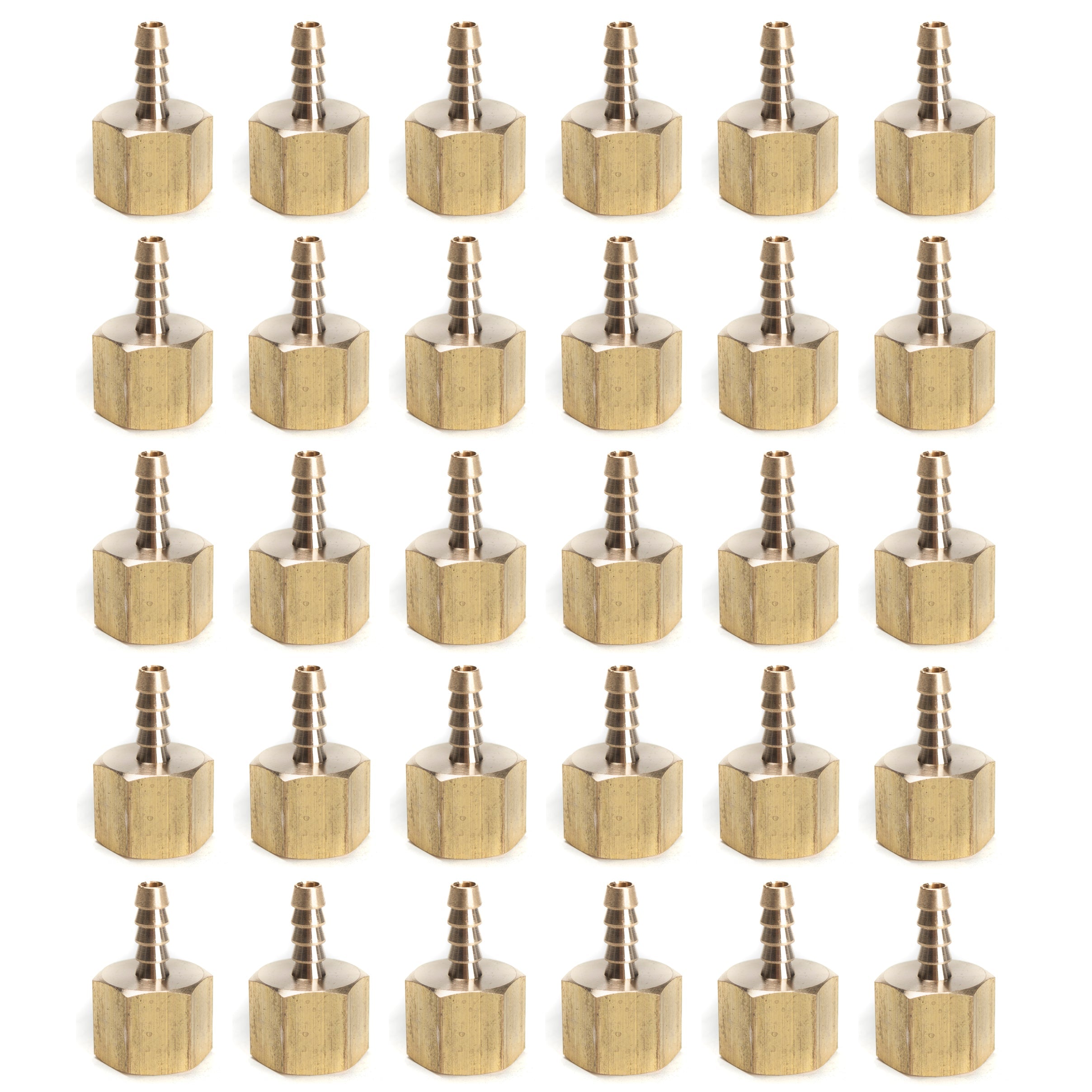 LTWFITTING Brass Fitting Coupler 1/4-Inch Hose Barb x 1/2-Inch Female NPT Fuel Water Boat(Pack of 30)