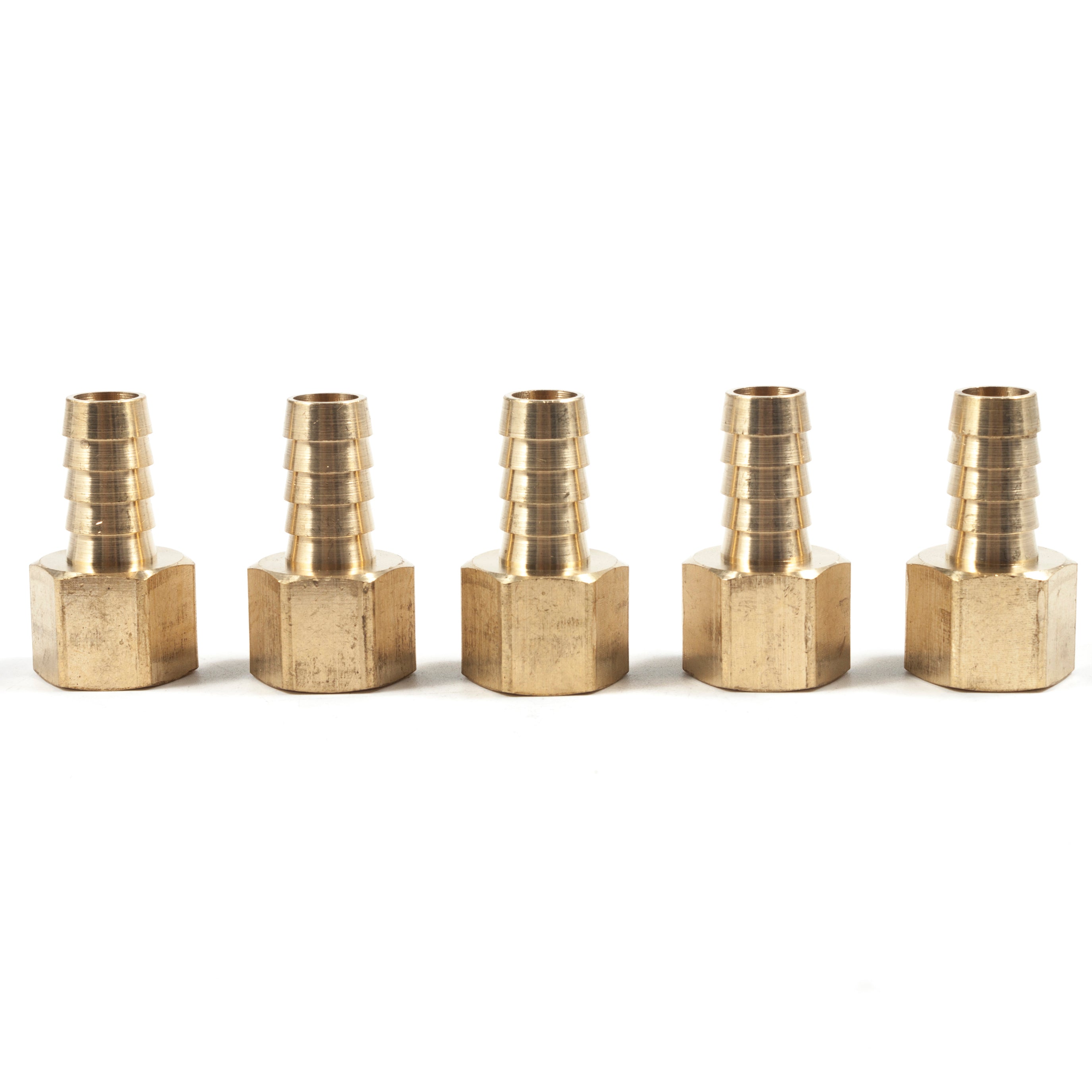 LTWFITTING Brass Fitting Coupler 1/2-Inch Hose Barb x 1/2-Inch Female NPT Fuel Water Boat(Pack of 5)