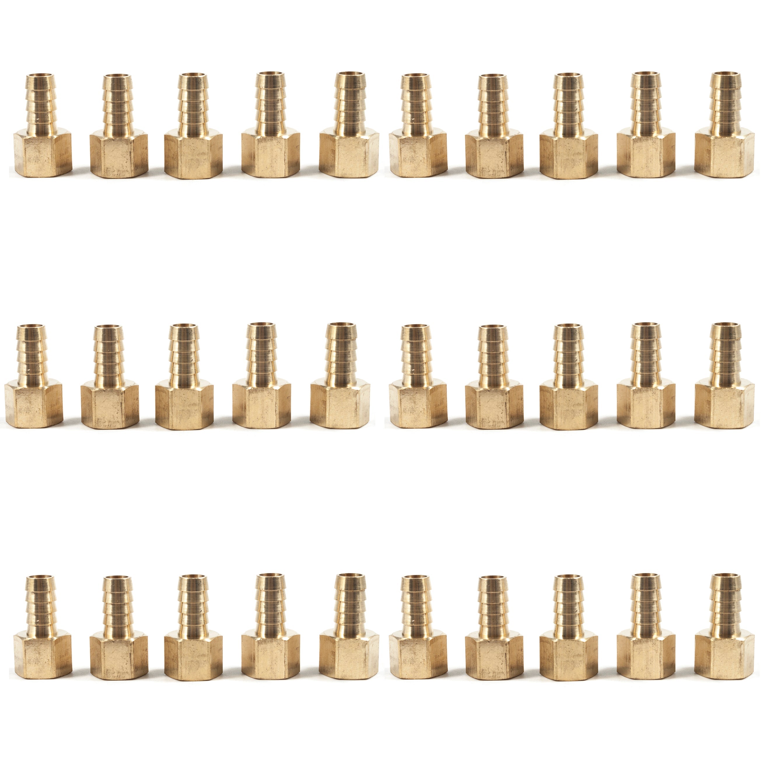 LTWFITTING Brass Fitting Coupler 1/2-Inch Hose Barb x 1/2-Inch Female NPT Fuel Water Boat(Pack of 30)