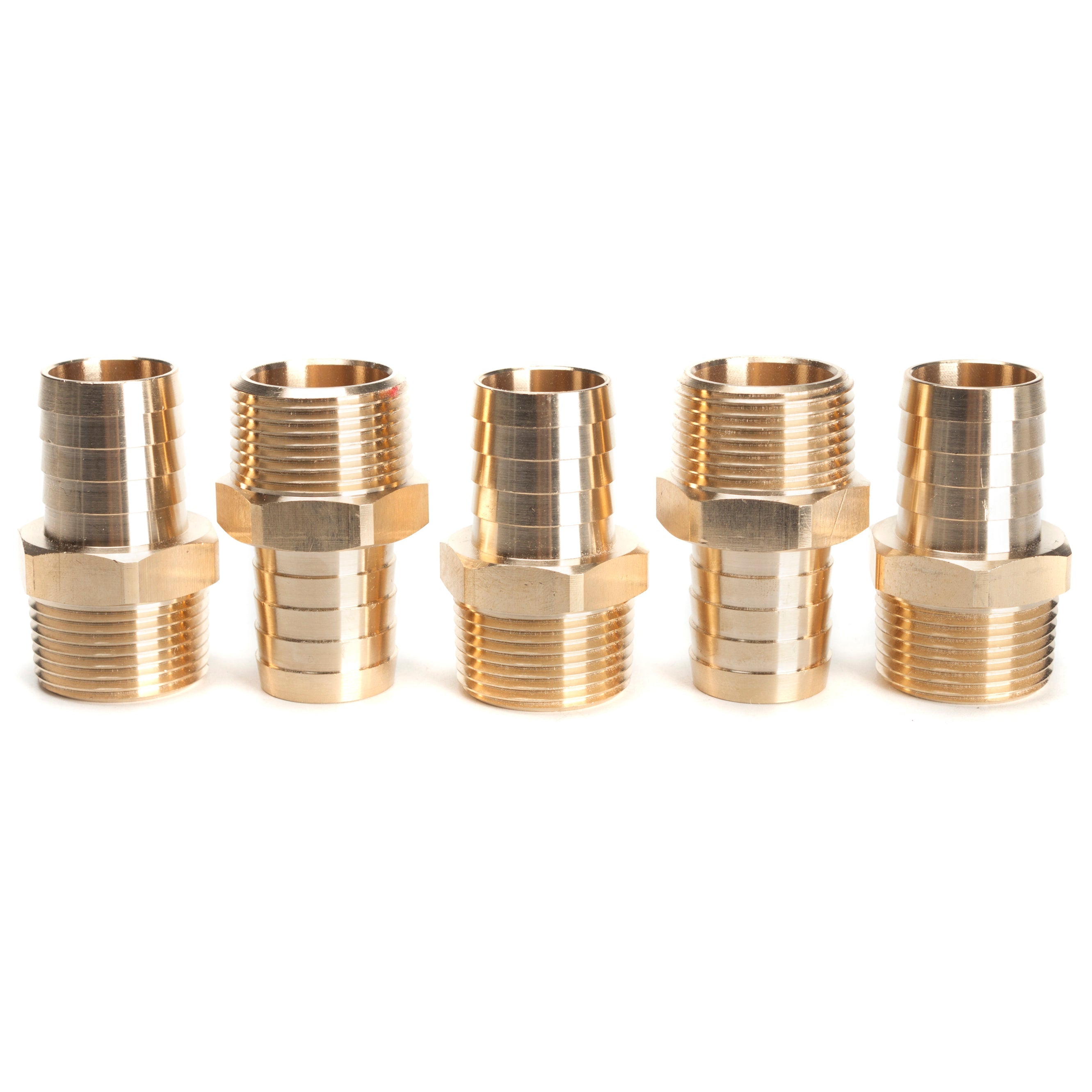 LTWFITTING Brass Fitting Connector 1-Inch Hose Barb x 1-Inch NPT Male Fuel Water(Pack of 5)