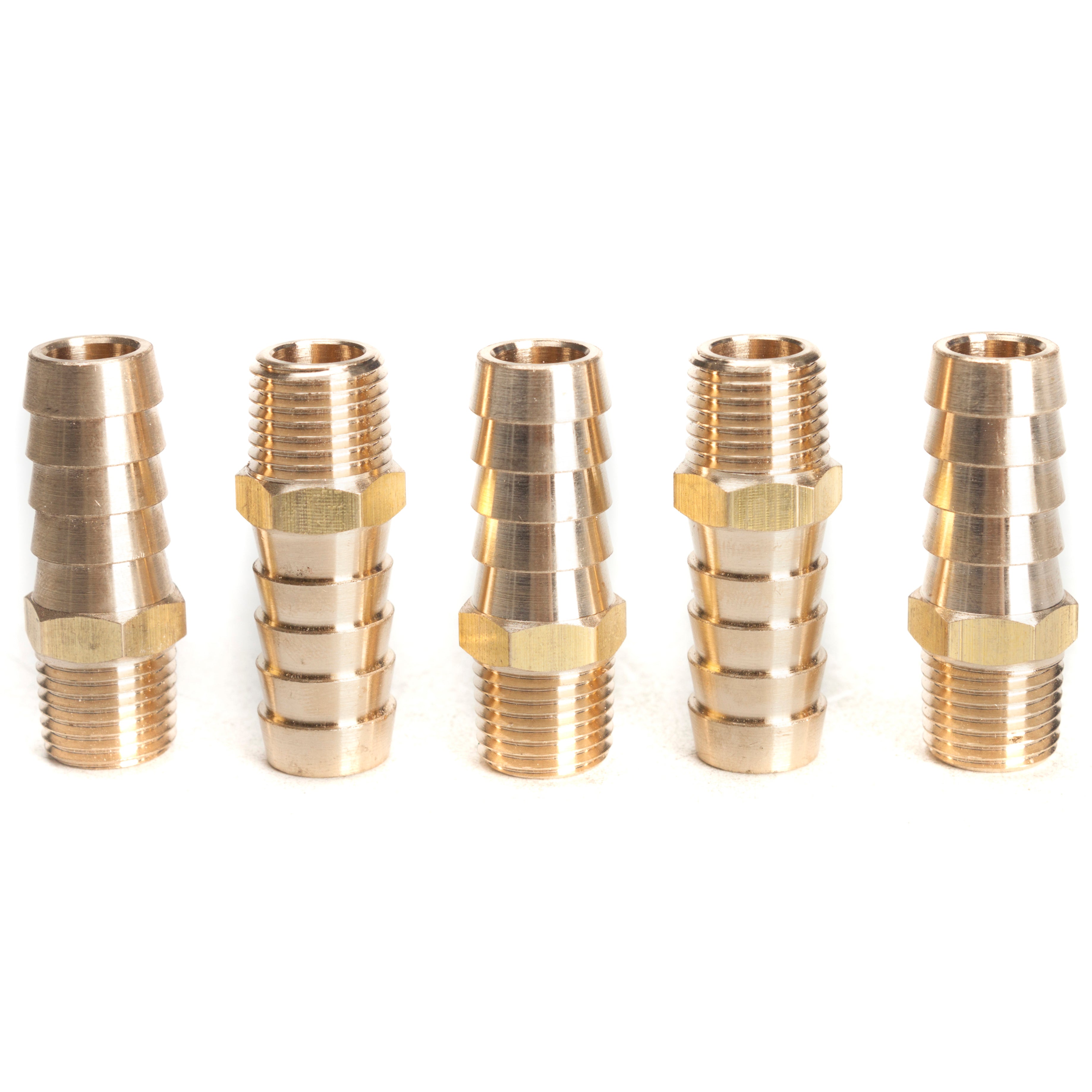 LTWFITTING Brass Fitting Connector 1/2-Inch Hose Barb x 1/4-Inch NPT Male Fuel Gas Water(Pack of 5)