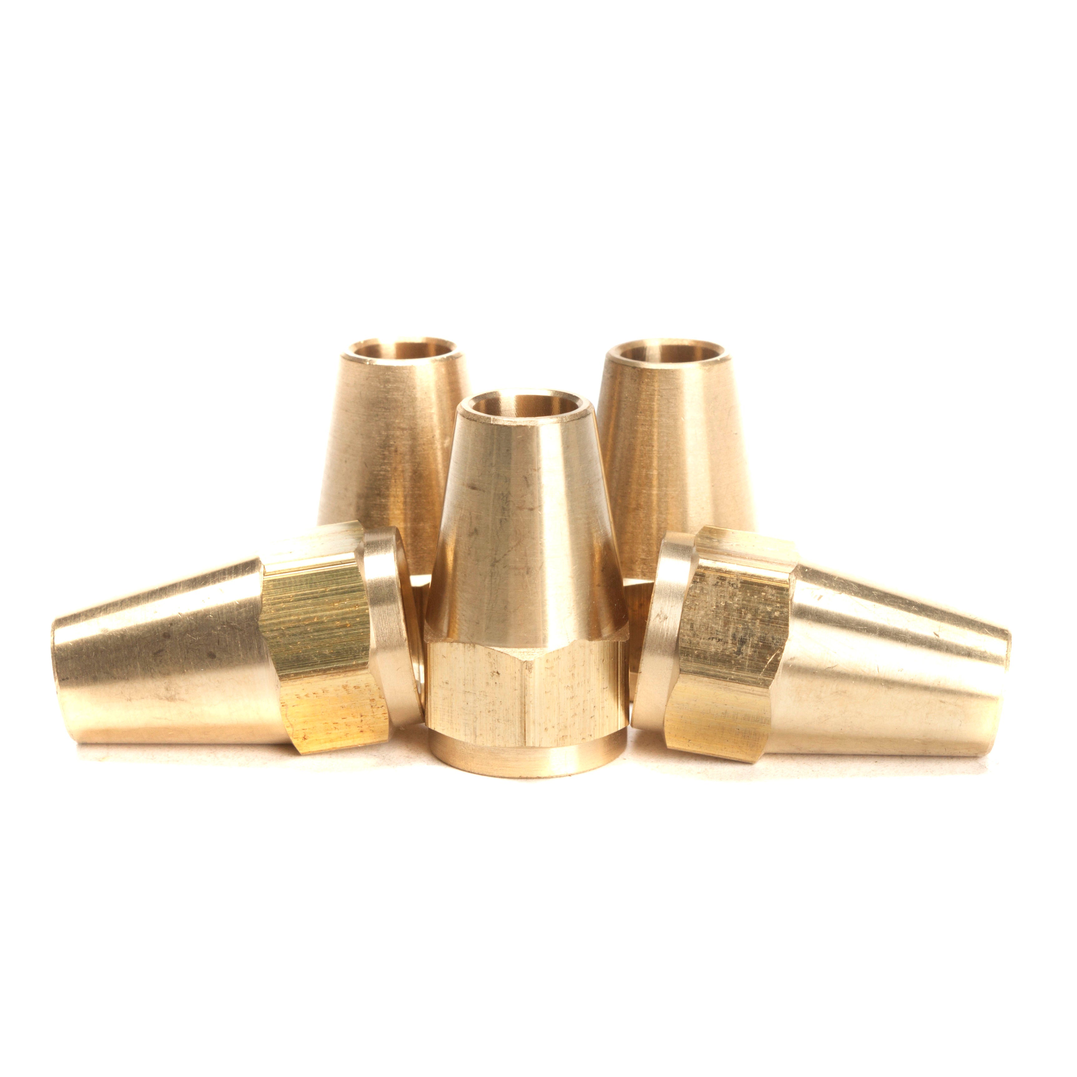 LTWFITTING Brass 3/8 Inch OD 45 Degree Flare Long Nut,Brass Flare Tube Fitting(Pack of 5)