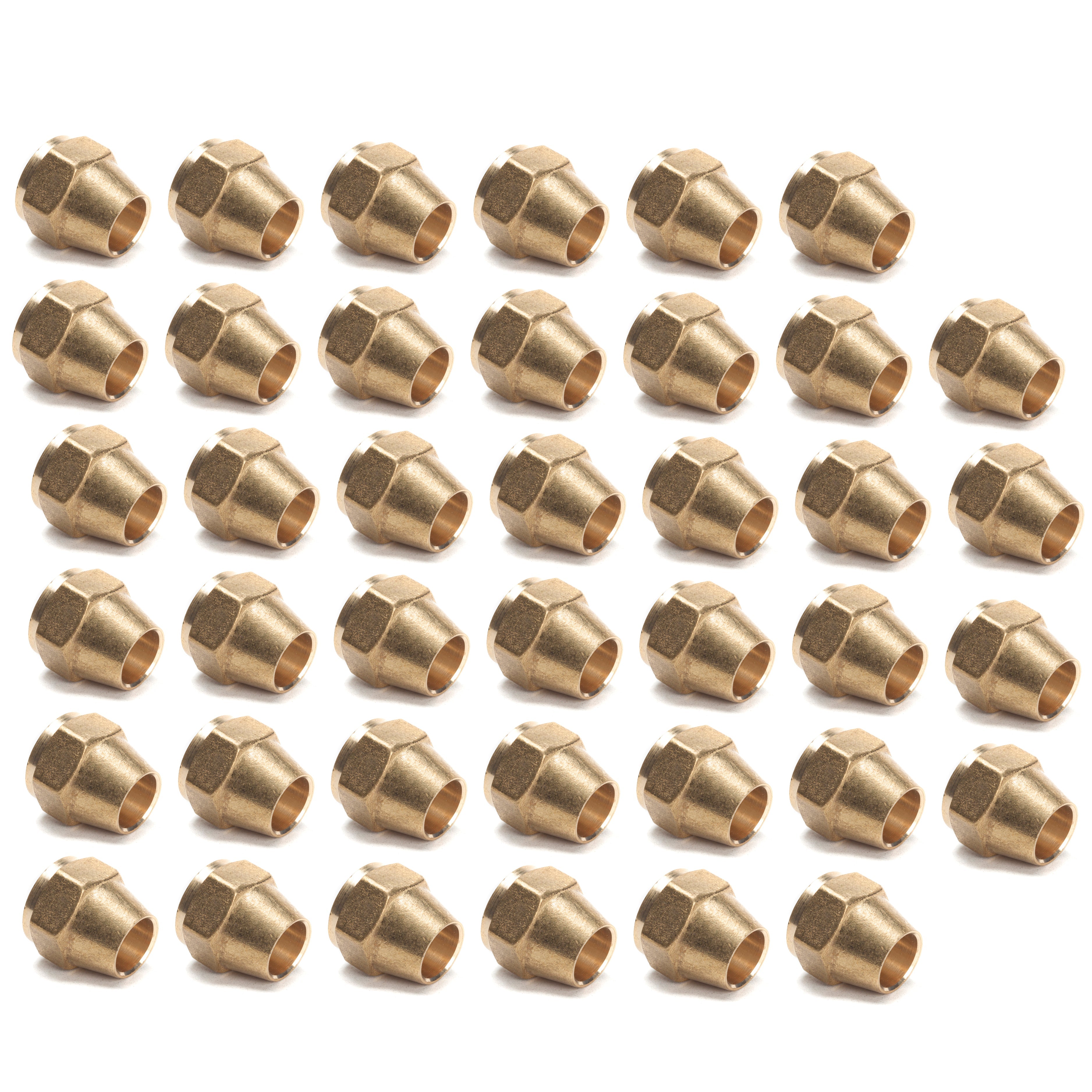 LTWFITTING Brass 1/2 Inch OD Short SAE 45 Deg Flare Nut,Brass Flare Tube Fitting(Pack of 40)