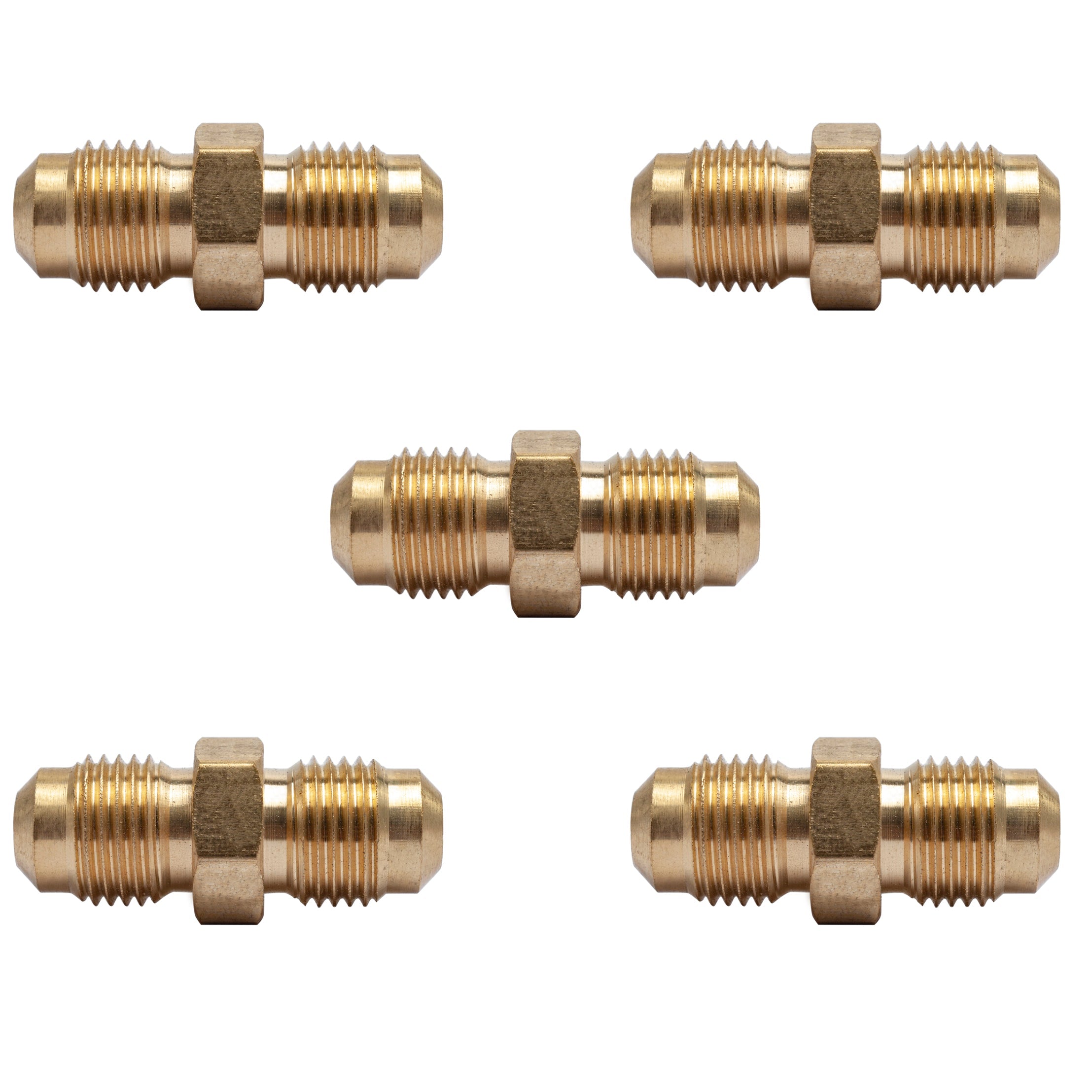 LTWFITTING Brass 5/16 Inch OD Flare Union,Brass Flare Tube Fitting(Pack of 5)