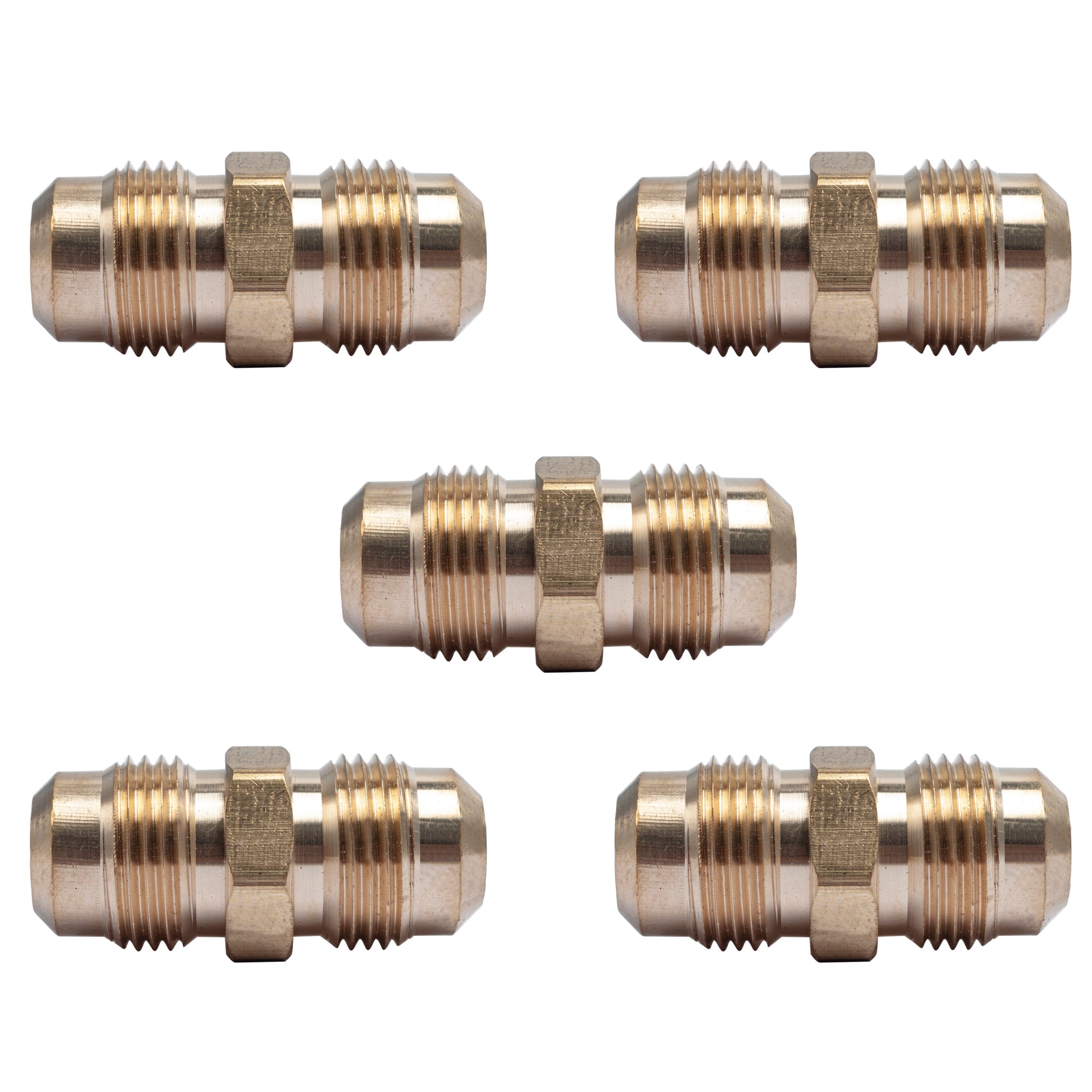 LTWFITTING Brass 1/2 Inch OD Flare Union,Brass Flare Tube Fitting(Pack of 5)