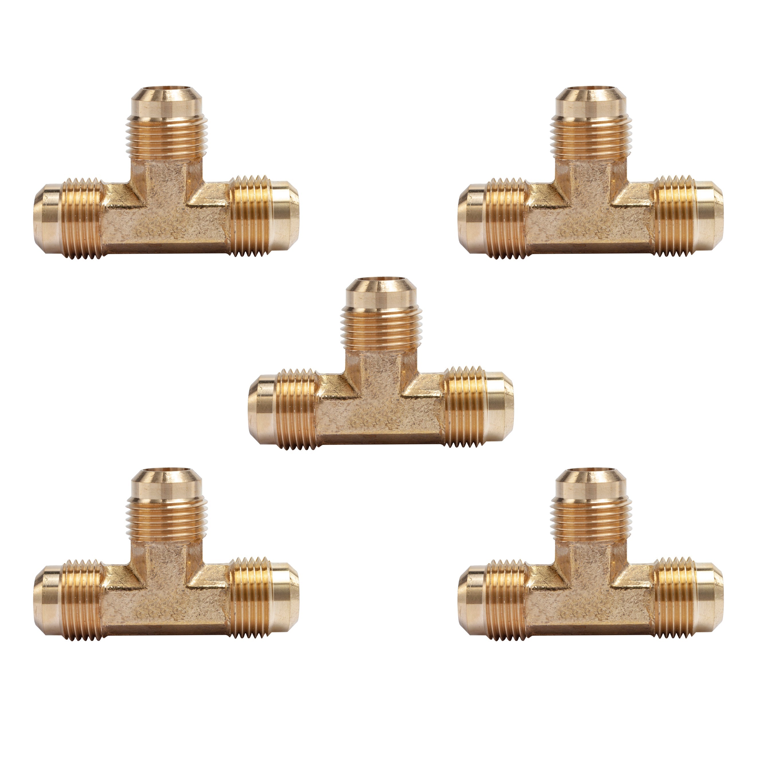 LTWFITTING Brass 5/8 Inch OD Flare Tee,Brass Flare Tube Fitting(Pack of 5)