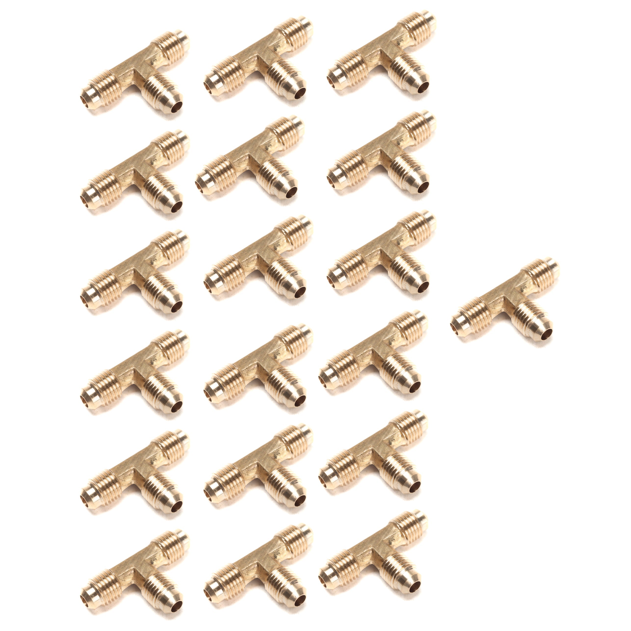 LTWFITTING Brass 1/4 Inch OD Flare Tee,Brass Flare Tube Fitting(Pack of 25)