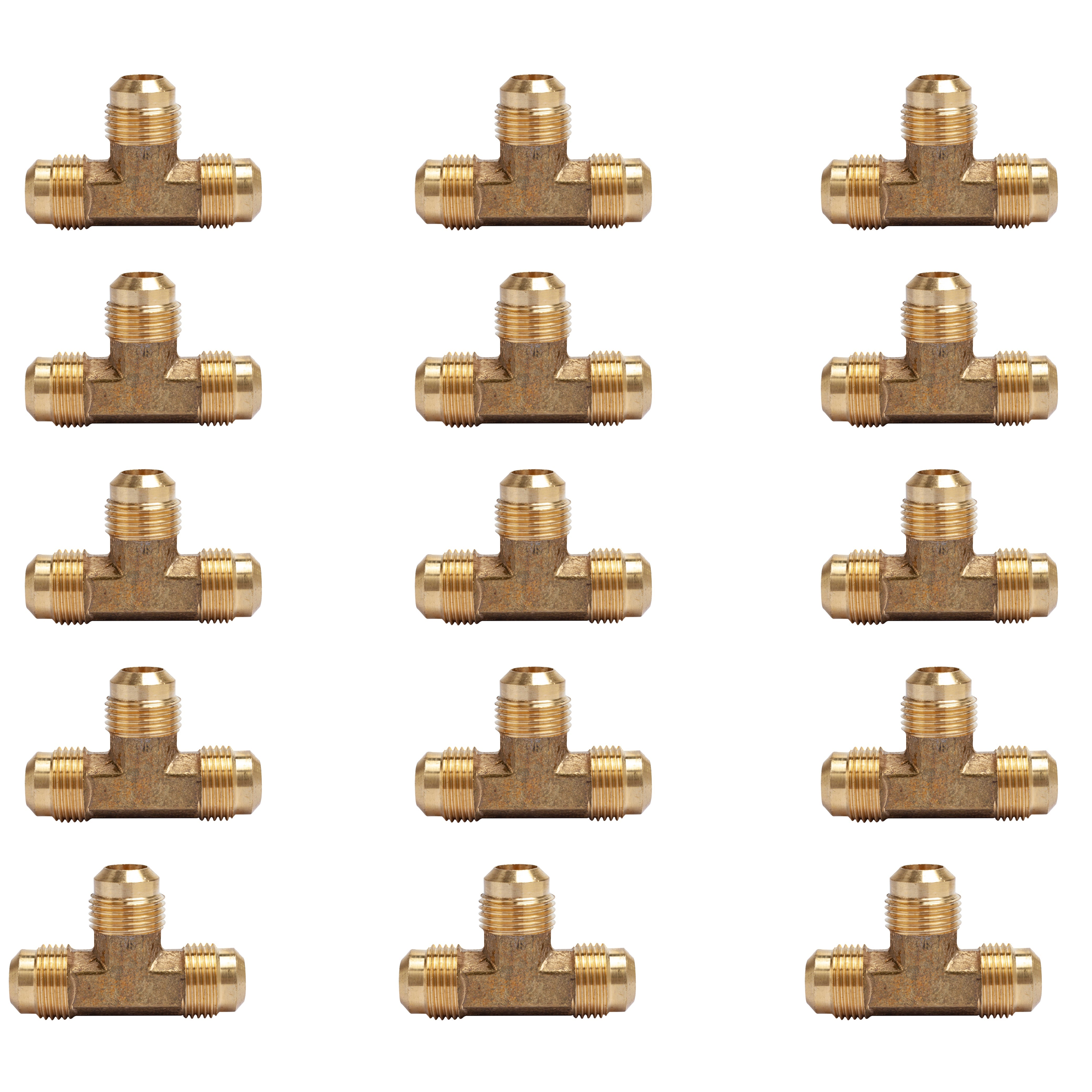 LTWFITTING Brass 1/2 Inch OD Flare Tee,Brass Flare Tube Fitting(Pack of 15)