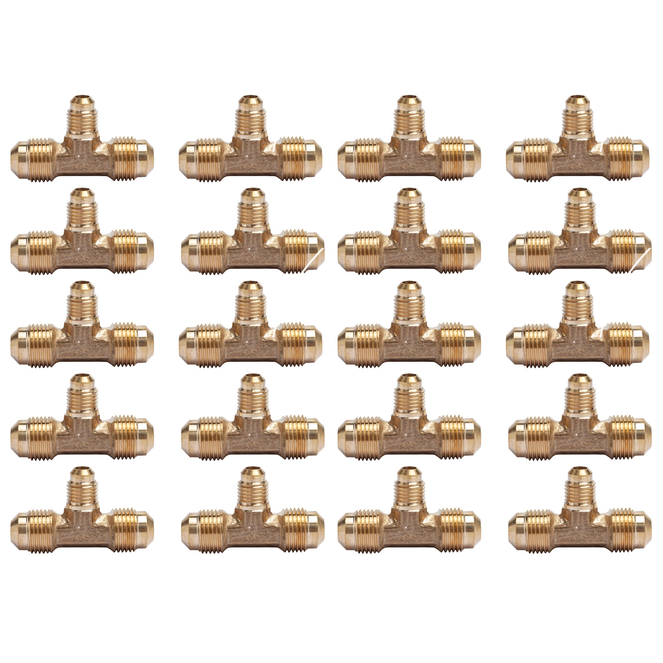 LTWFITTING Brass 3/8 Inch x 3/8 Inch x 1/4 Inch OD Flare Reducing Tee,Brass Flare Tube Fitting(Pack of 20)