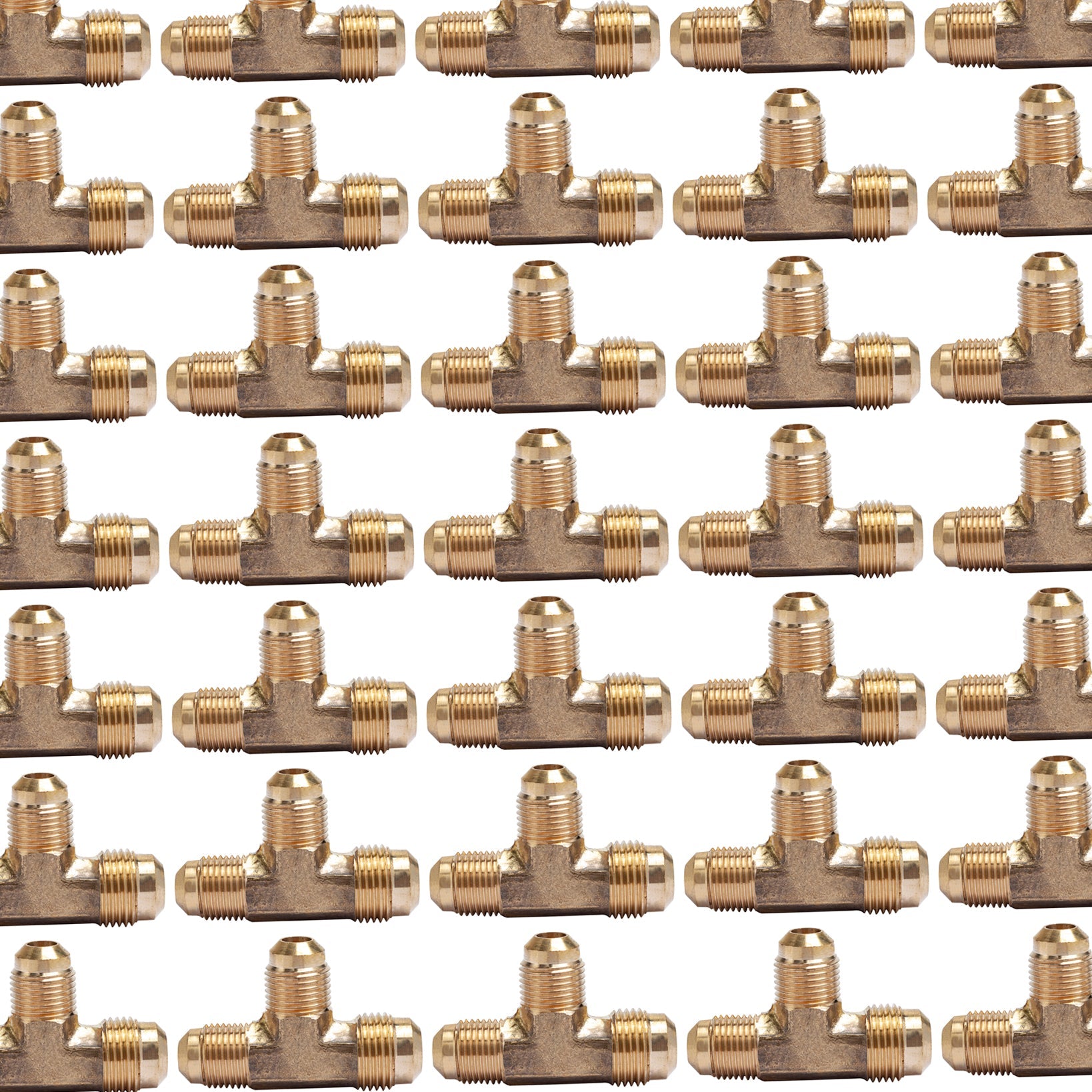 LTWFITTING Brass 1/2 Inch x 3/8 Inch x 3/8 Inch OD Flare Reducing Tee,Brass Flare Tube Fitting(Pack of 100)