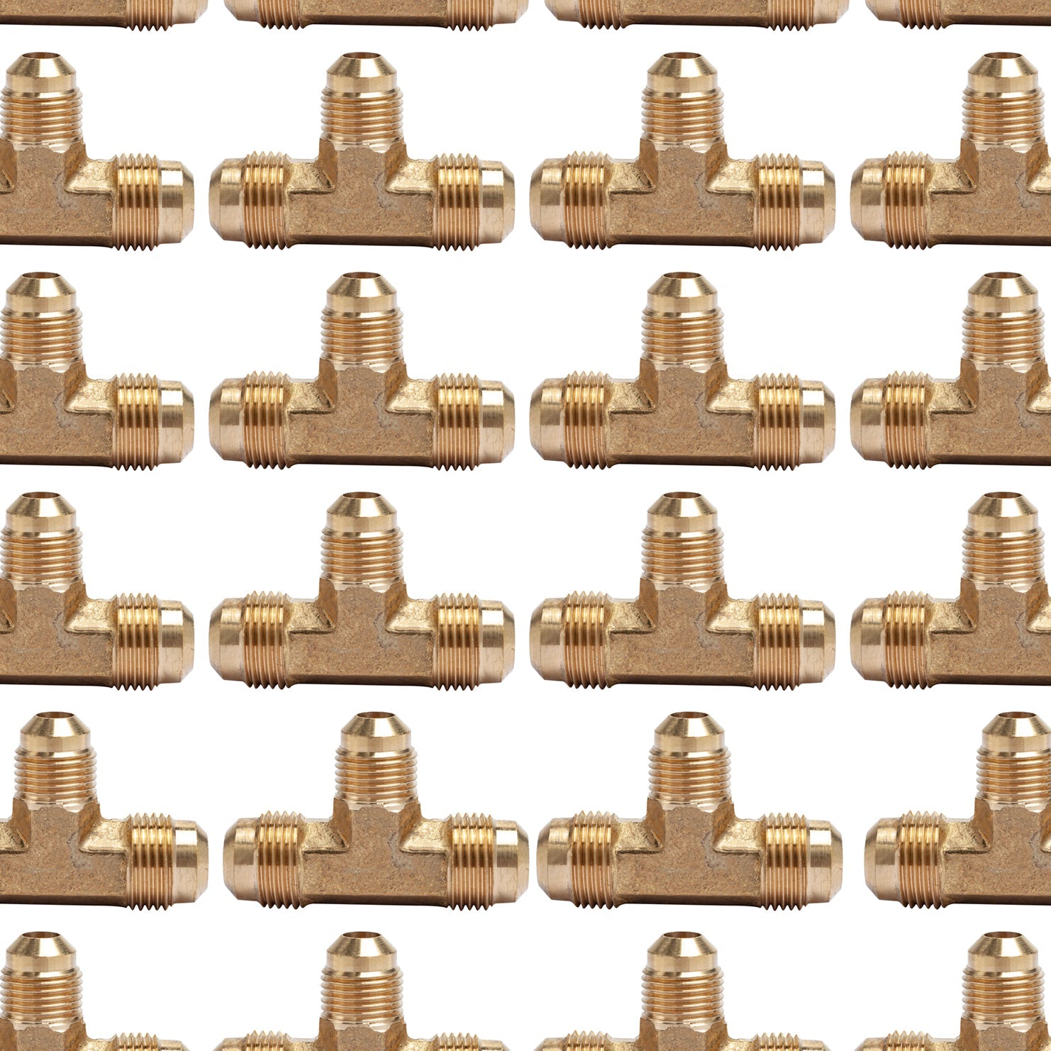 LTWFITTING Brass 1/2 Inch x 1/2 Inch x 3/8 Inch OD Flare Reducing Tee,Brass Flare Tube Fitting(Pack of 100)