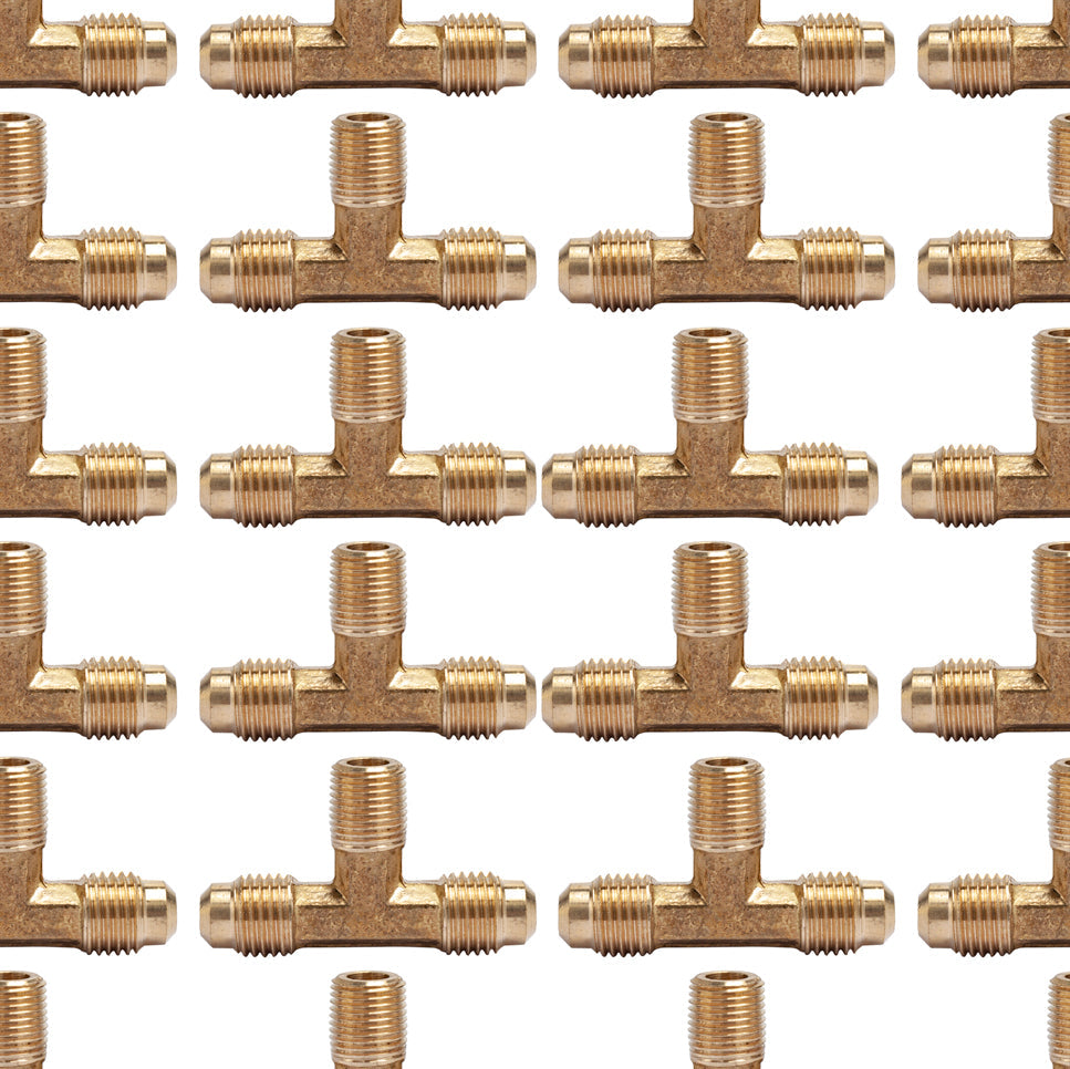 LTWFITTING Brass 1/4 Inch OD x 1/4 Inch OD x 1/8 Inch Male NPT Flare Male Branch Tee Tube Fitting(Pack of 300)