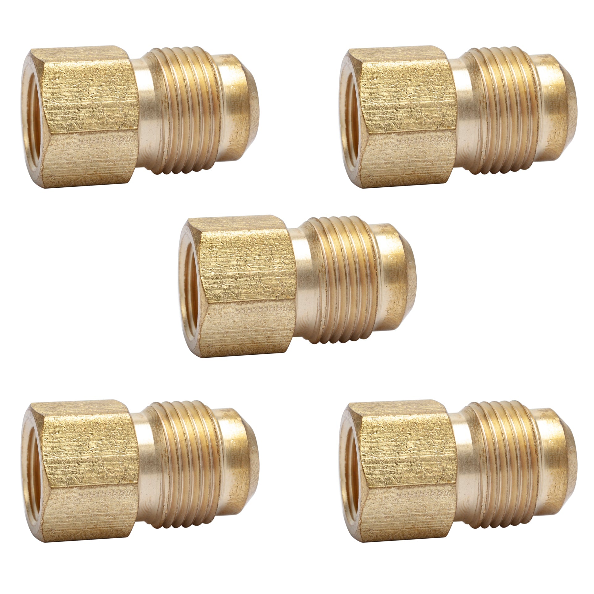 LTWFITTING Brass Flare 5/8 Inch OD x 3/8 Inch Female NPT Female Connector Tube Fitting(Pack of 5)