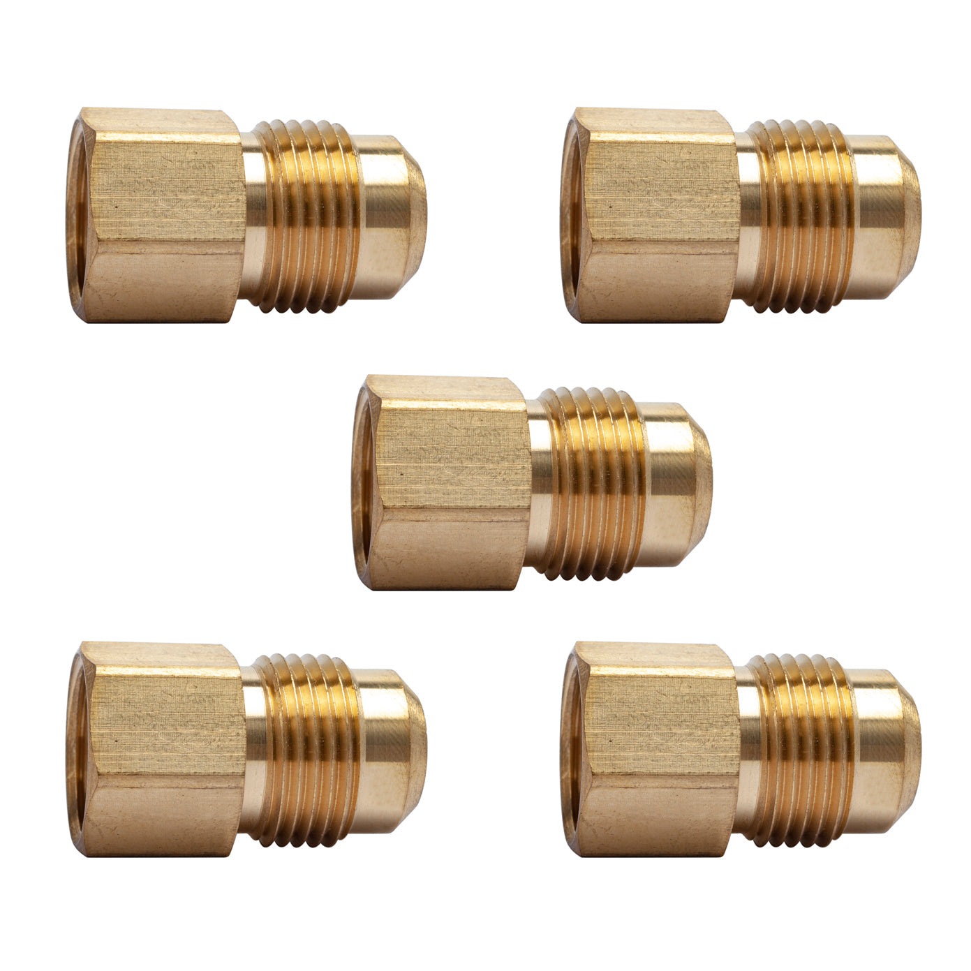 LTWFITTING Brass Flare 5/8 Inch OD x 1/2 Inch Female NPT Female Connector Tube Fitting(Pack of 5)