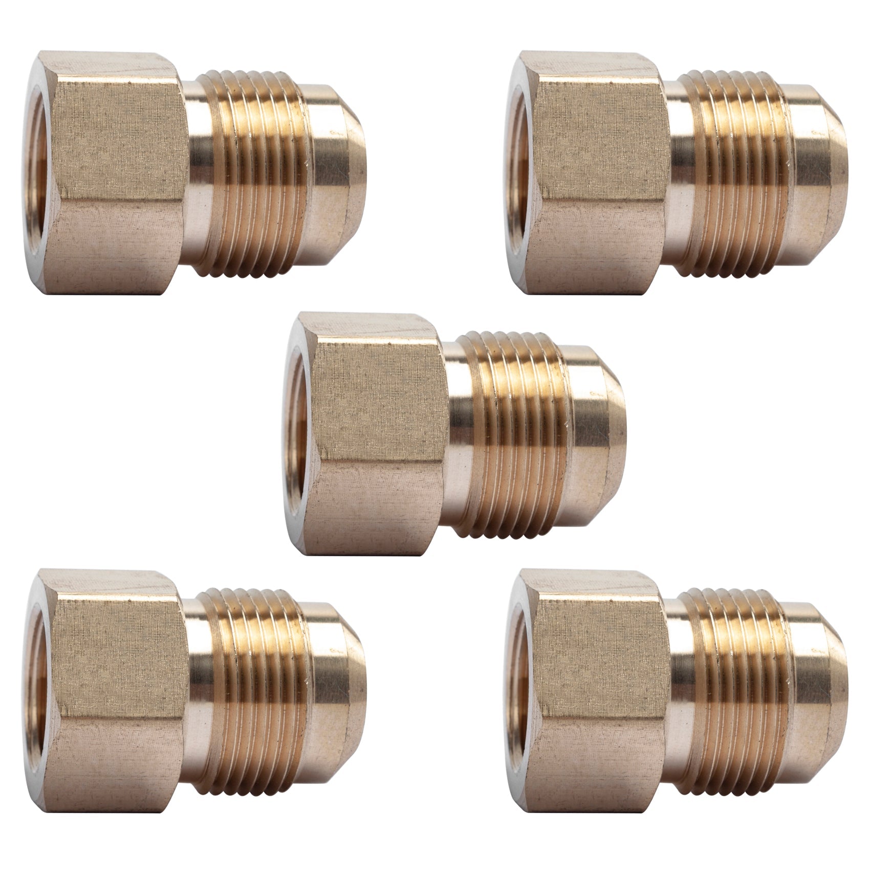 LTWFITTING Brass Flare 3/4 Inch OD x 1/2 Inch Female NPT Connector/Adapter Tube Fitting(Pack of 5)