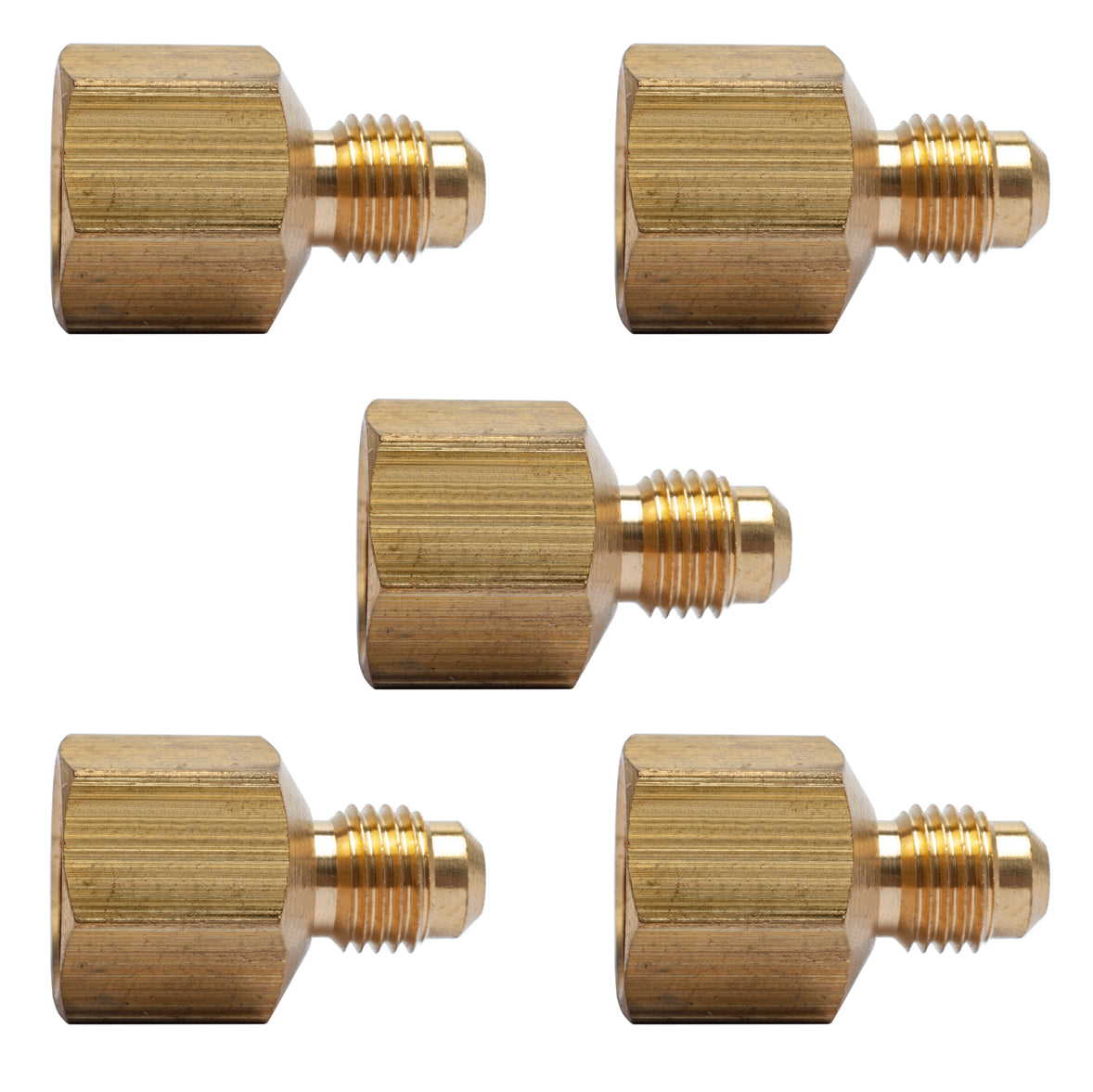 LTWFITTING Brass Flare 1/4 Inch OD x 3/8 Inch Female NPT Female Connector Fitting(Pack of 5)