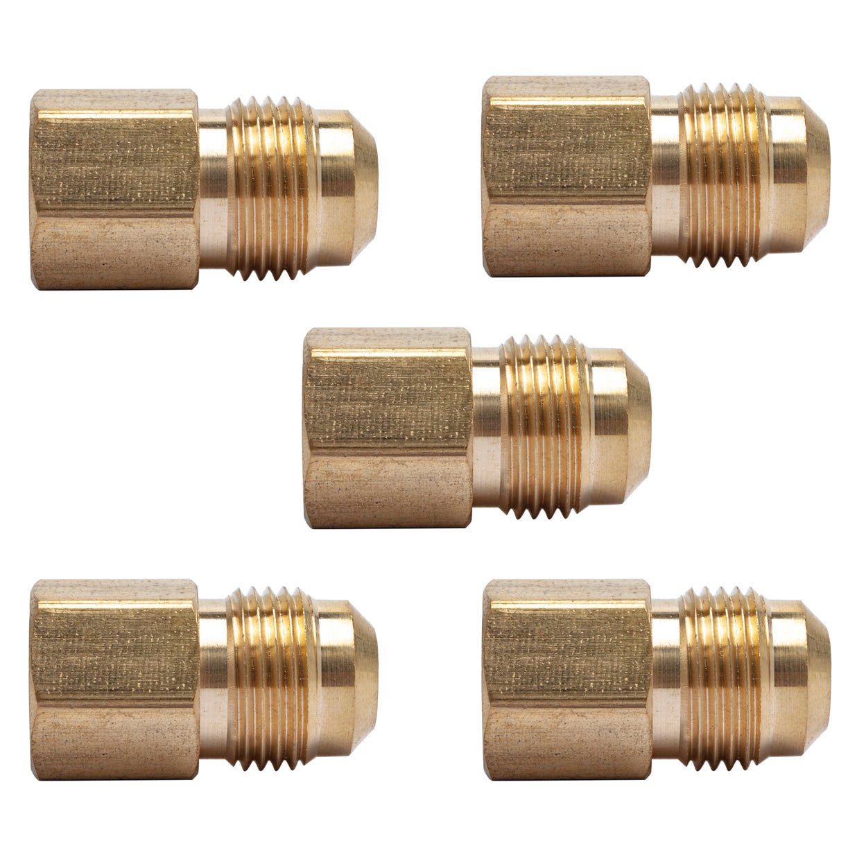 LTWFITTING Brass Flare 1/2 Inch OD x 3/8 Inch Female NPT Female Connector Tube Fitting(Pack of 5)