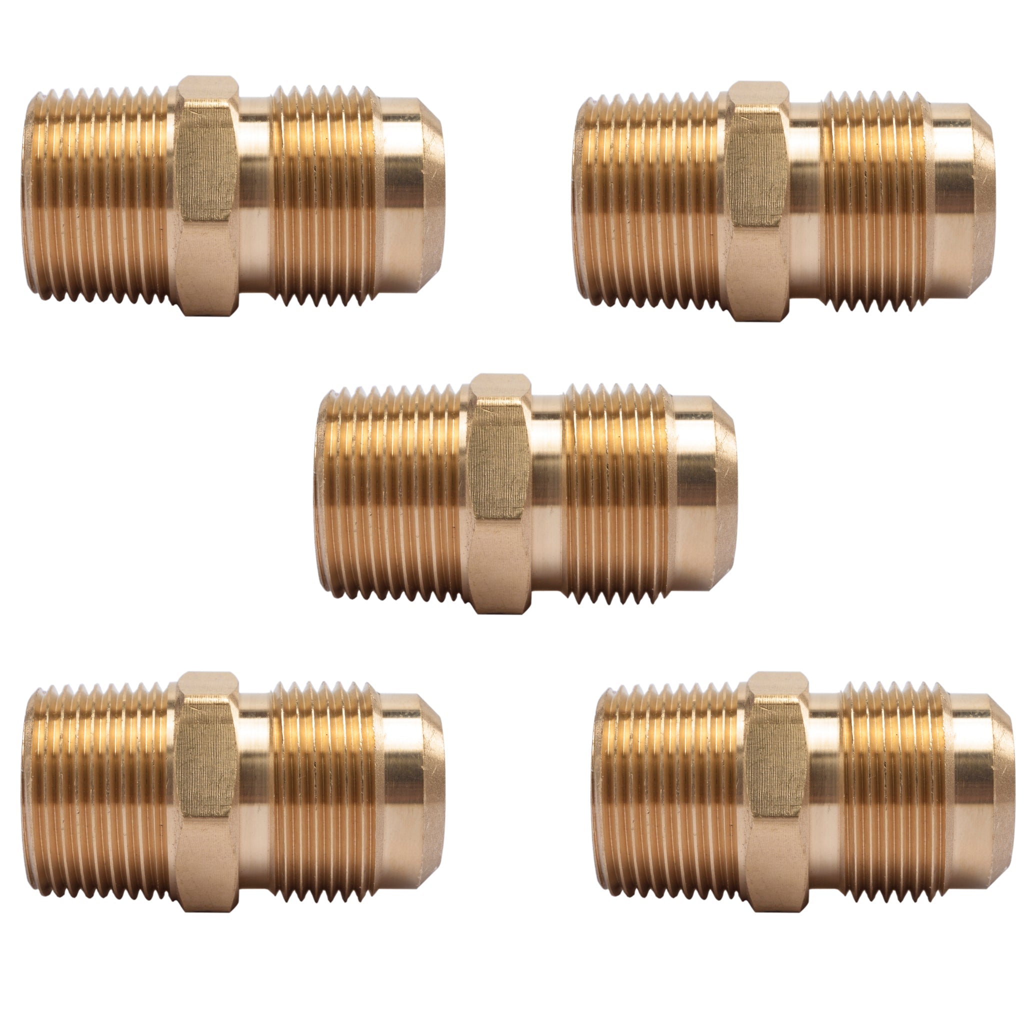 LTWFITTING Brass Flare 3/4 Inch OD x 3/4 Inch Male NPT Connector/Adapter Tube Fitting(Pack of 5)