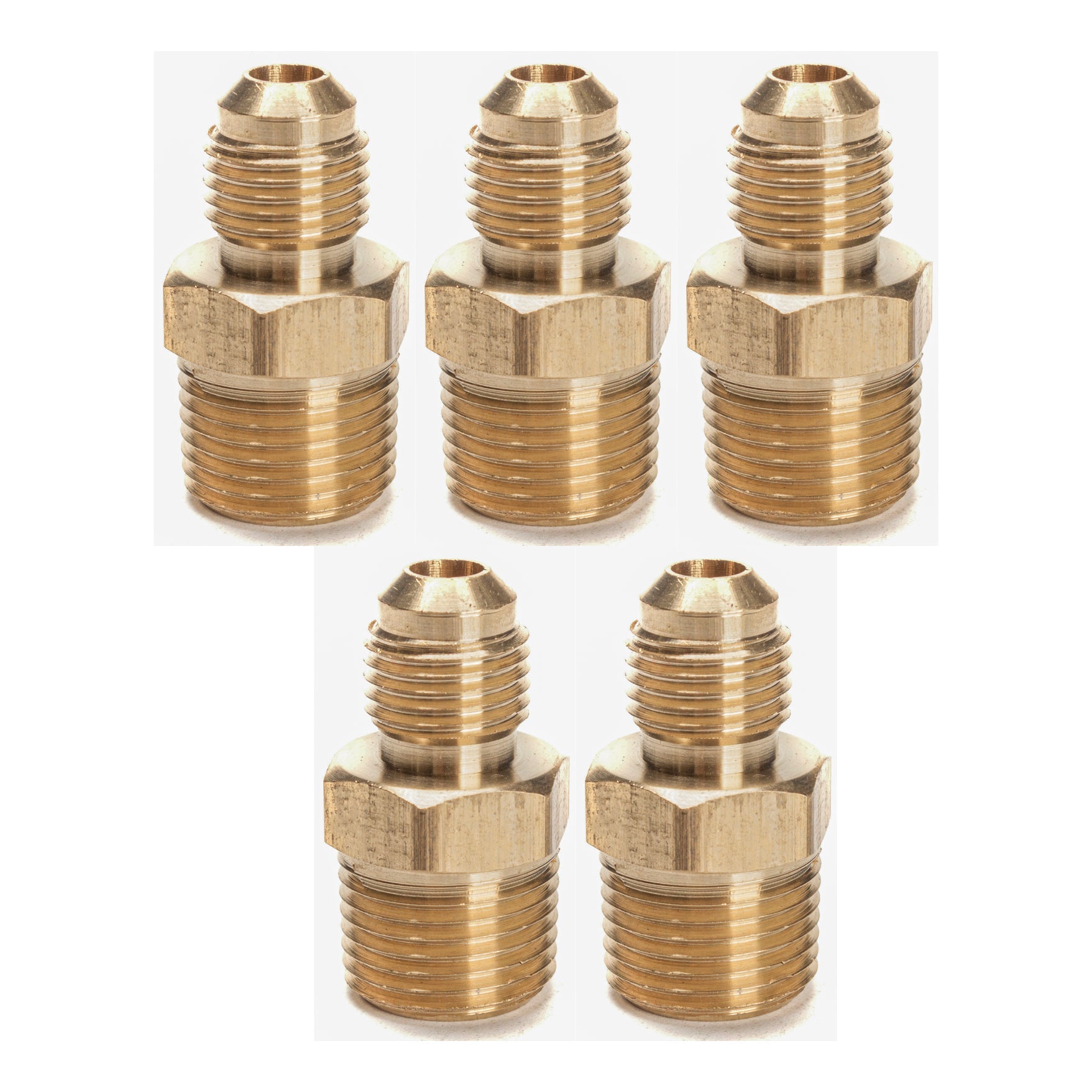 LTWFITTING Brass Flare 5/16 Inch OD x 3/8 Inch Male NPT Connector Tube Fitting(Pack of 5)