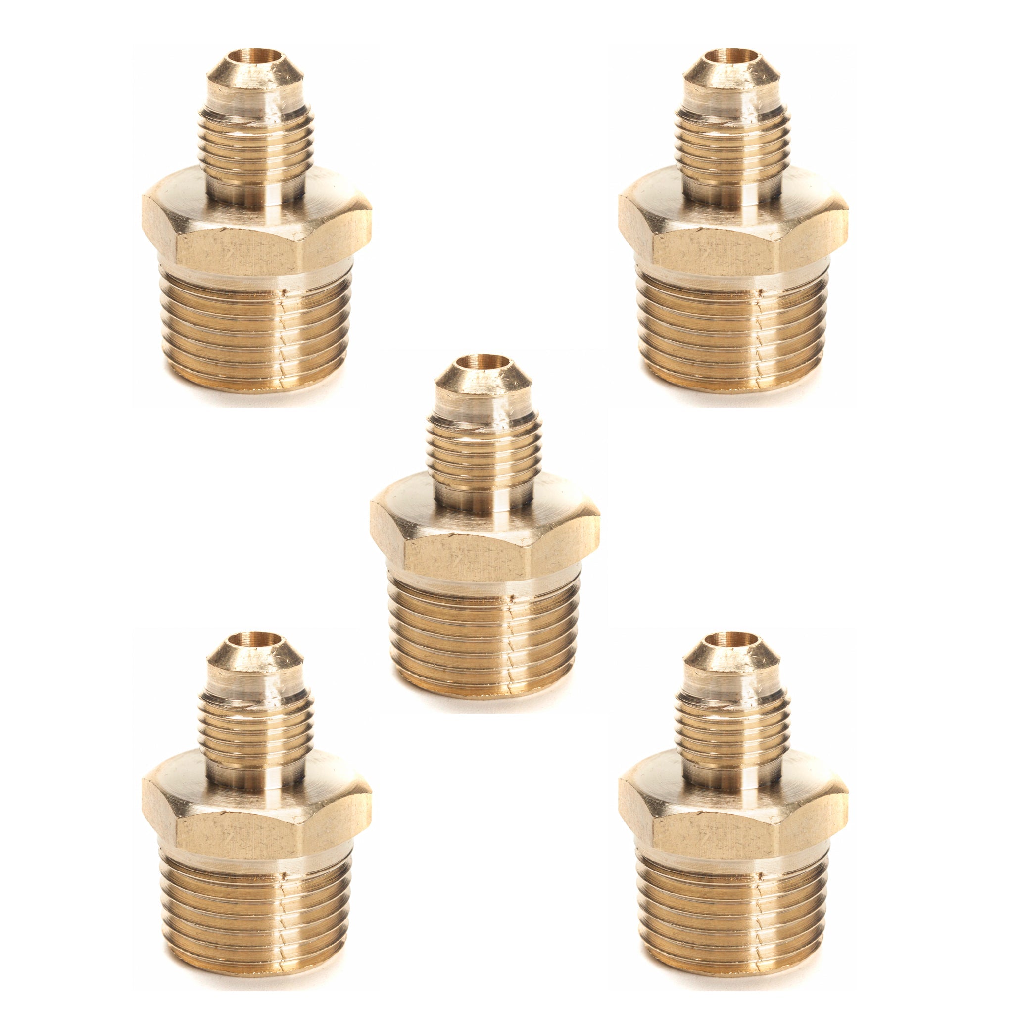 LTWFITTING Brass Flare 5/16 Inch OD x 1/2 Inch Male NPT Connector Tube Fitting(Pack of 5)