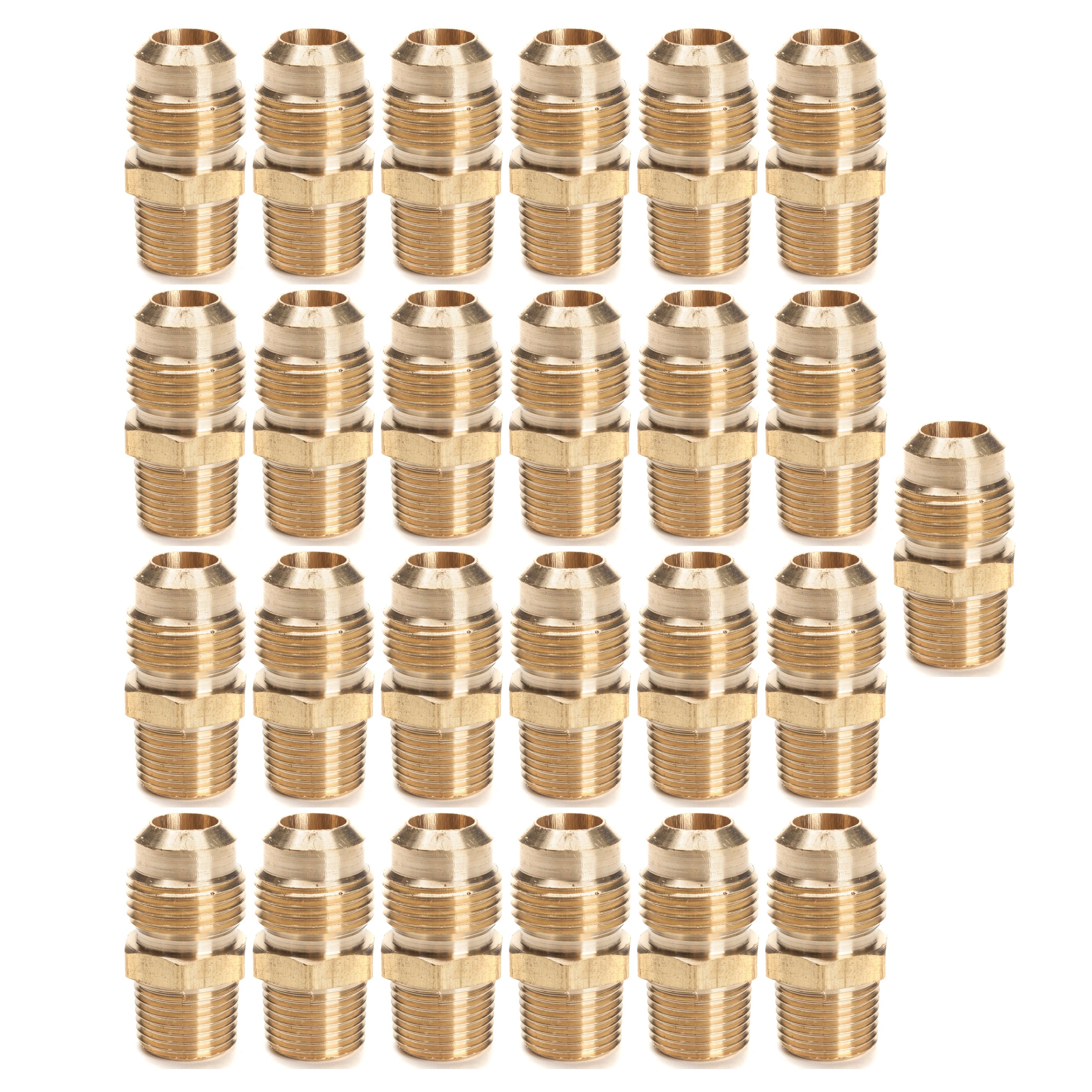 LTWFITTING Brass Flare 1/2 Inch OD x 3/8 Inch Male NPT Connector Tube Fitting(pack of 25)