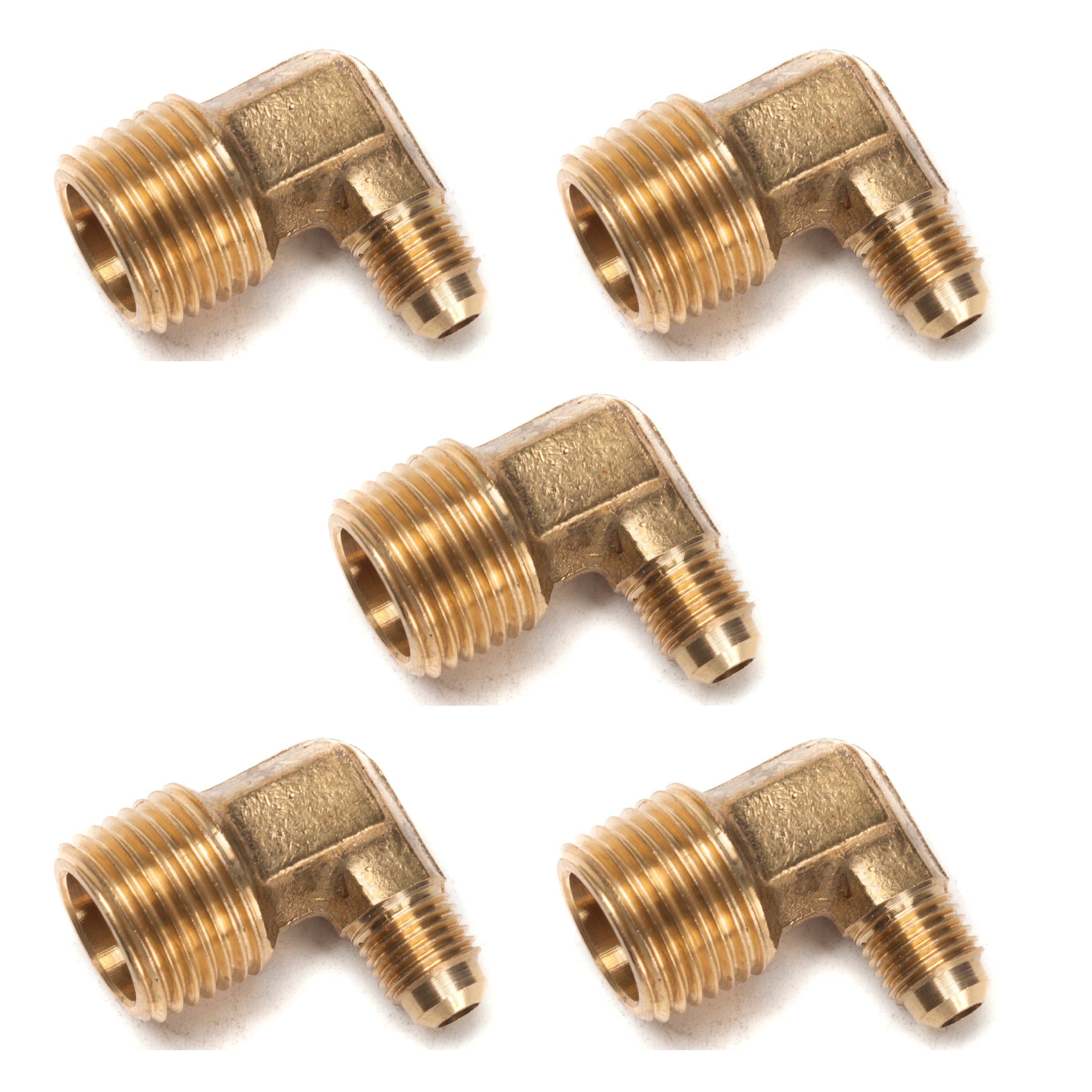 LTWFITTING Brass Flare 1/4 Inch OD x 1/2 Inch Male NPT 90 Degree Elbow Tube Fitting (Pack of 5)