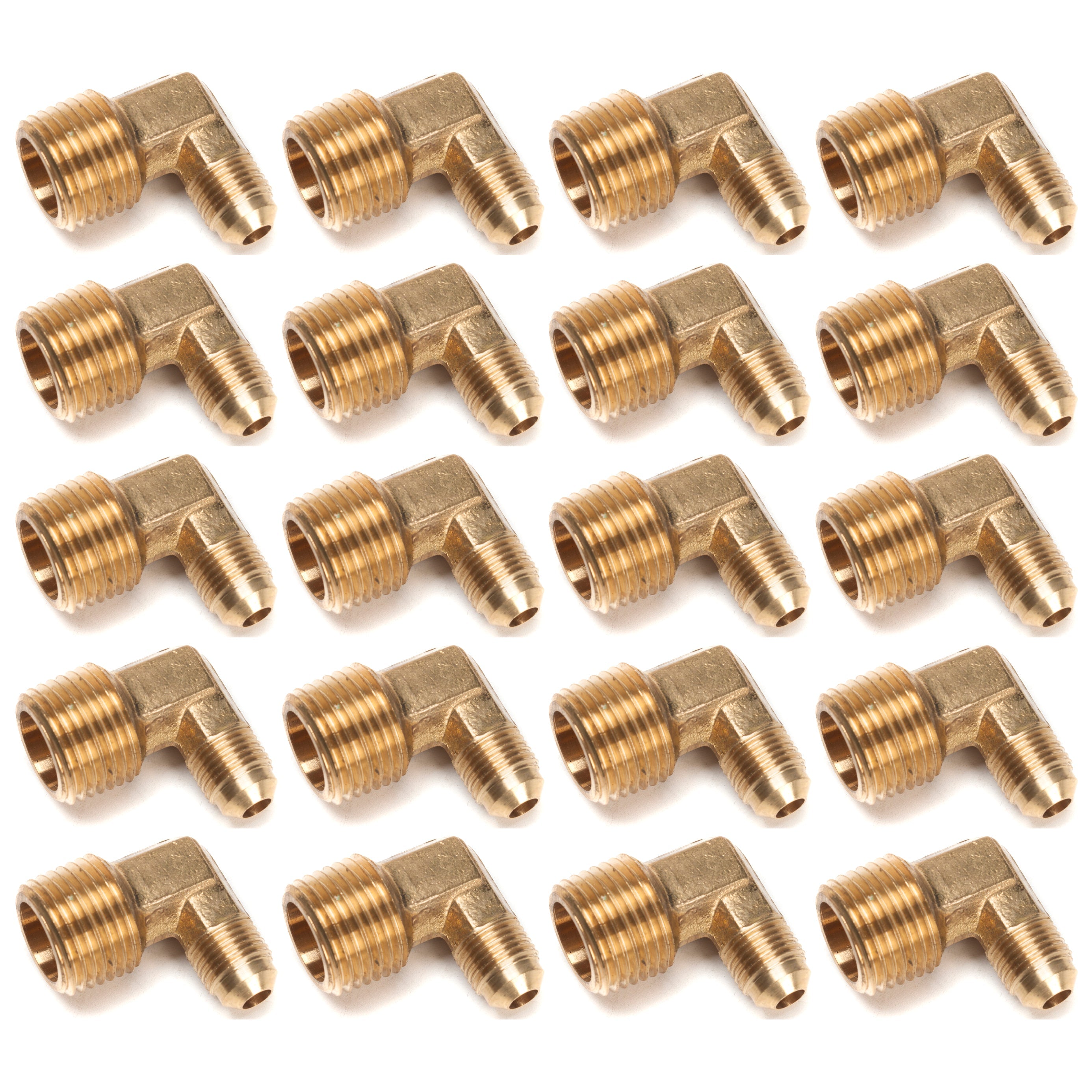 LTWFITTING Brass Flare 5/16 Inch OD x 1/2 Inch Male NPT 90 Degree Elbow Tube Fitting (Pack of 20)