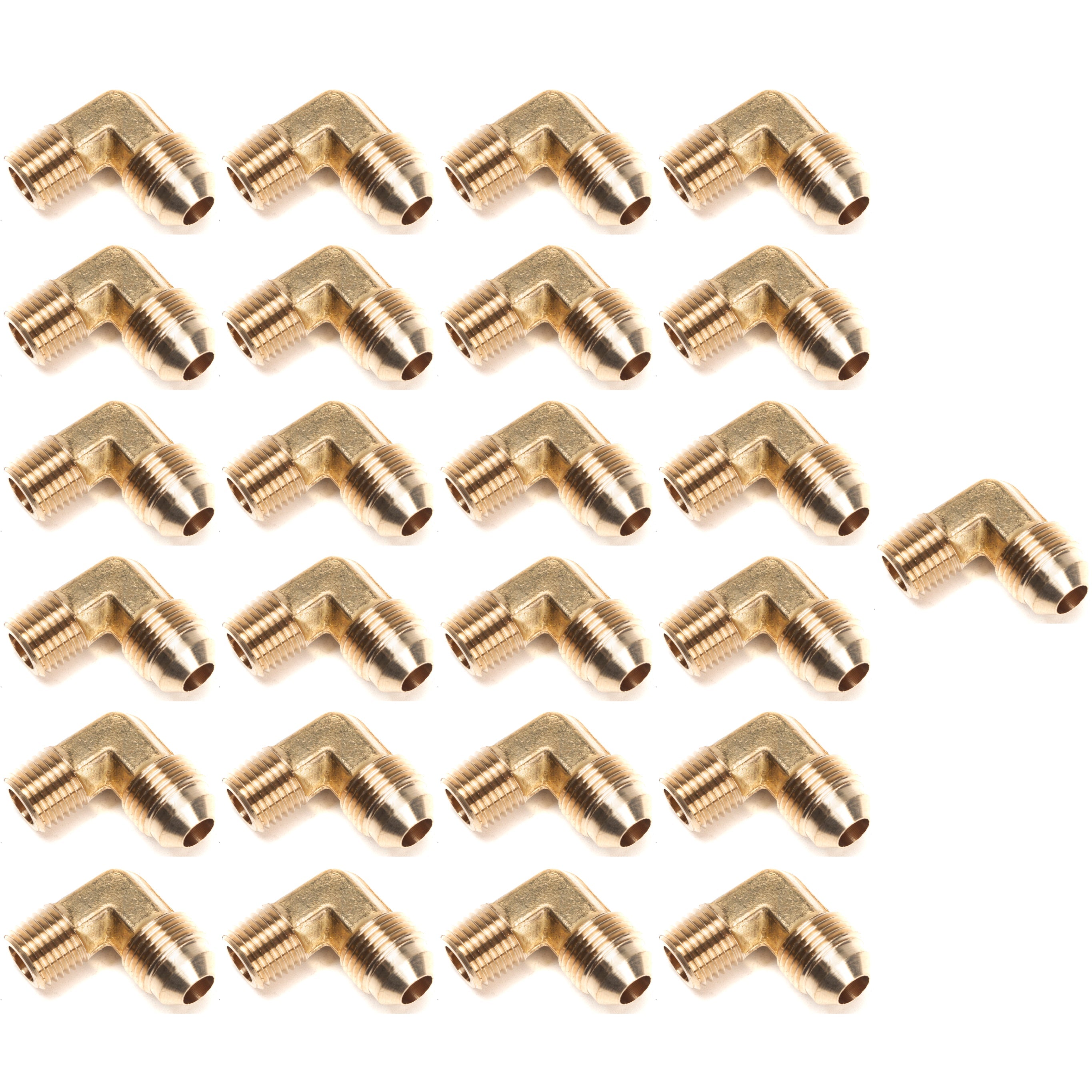LTWFITTING Brass Flare3/8 OD x 1/4 Inch Male NPT 90 Degree Elbow Tube Fitting (Pack of 25)