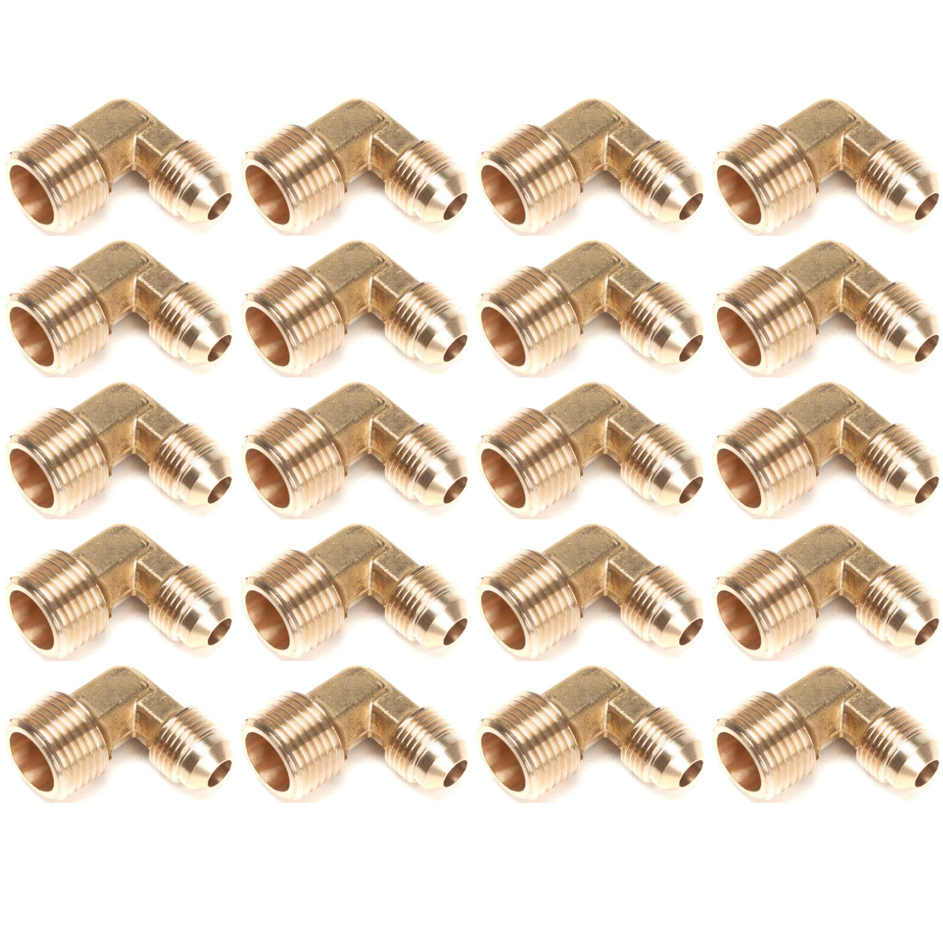 LTWFITTING Brass Flare3/8 OD x 1/2 Inch Male NPT 90 Degree Elbow Tube Fitting (Pack of 20)