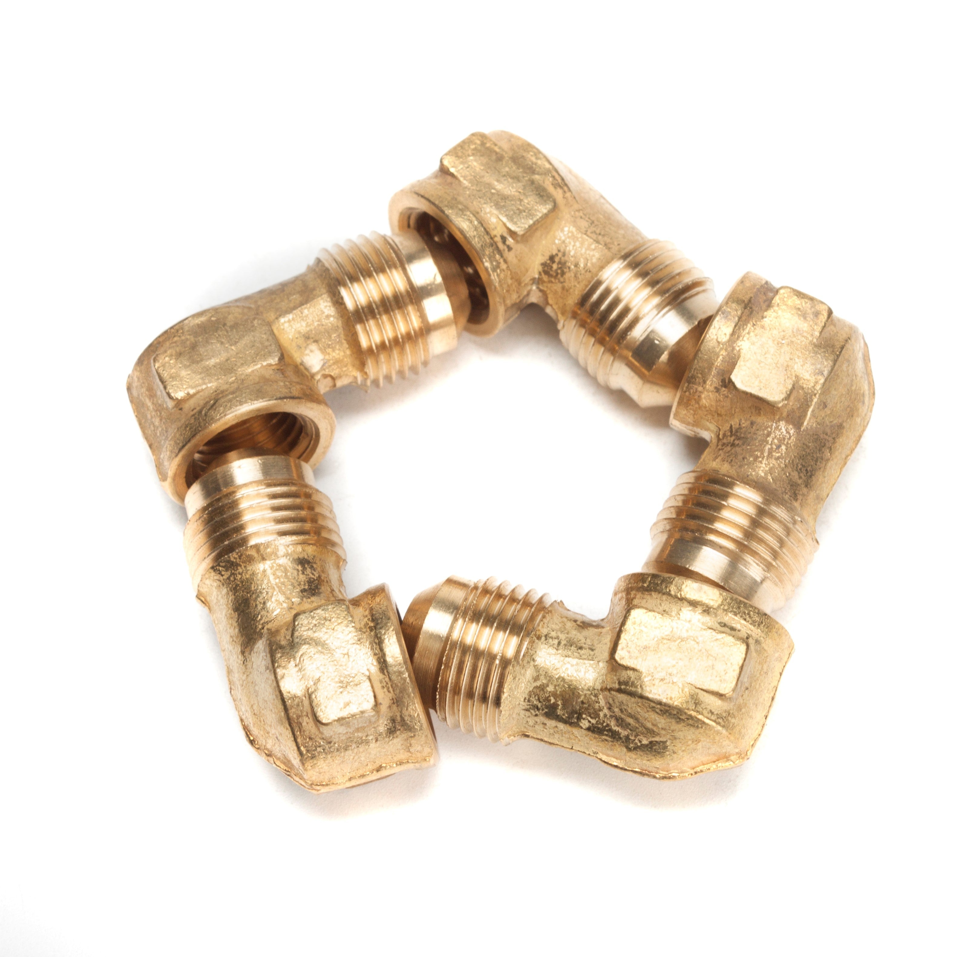 LTWFITTING Brass 3/8 Inch OD x 1/4 Inch Female NPT 45 Deg Flare 90 Degree Flare Elbow Tube Fitting(Pack of 5)