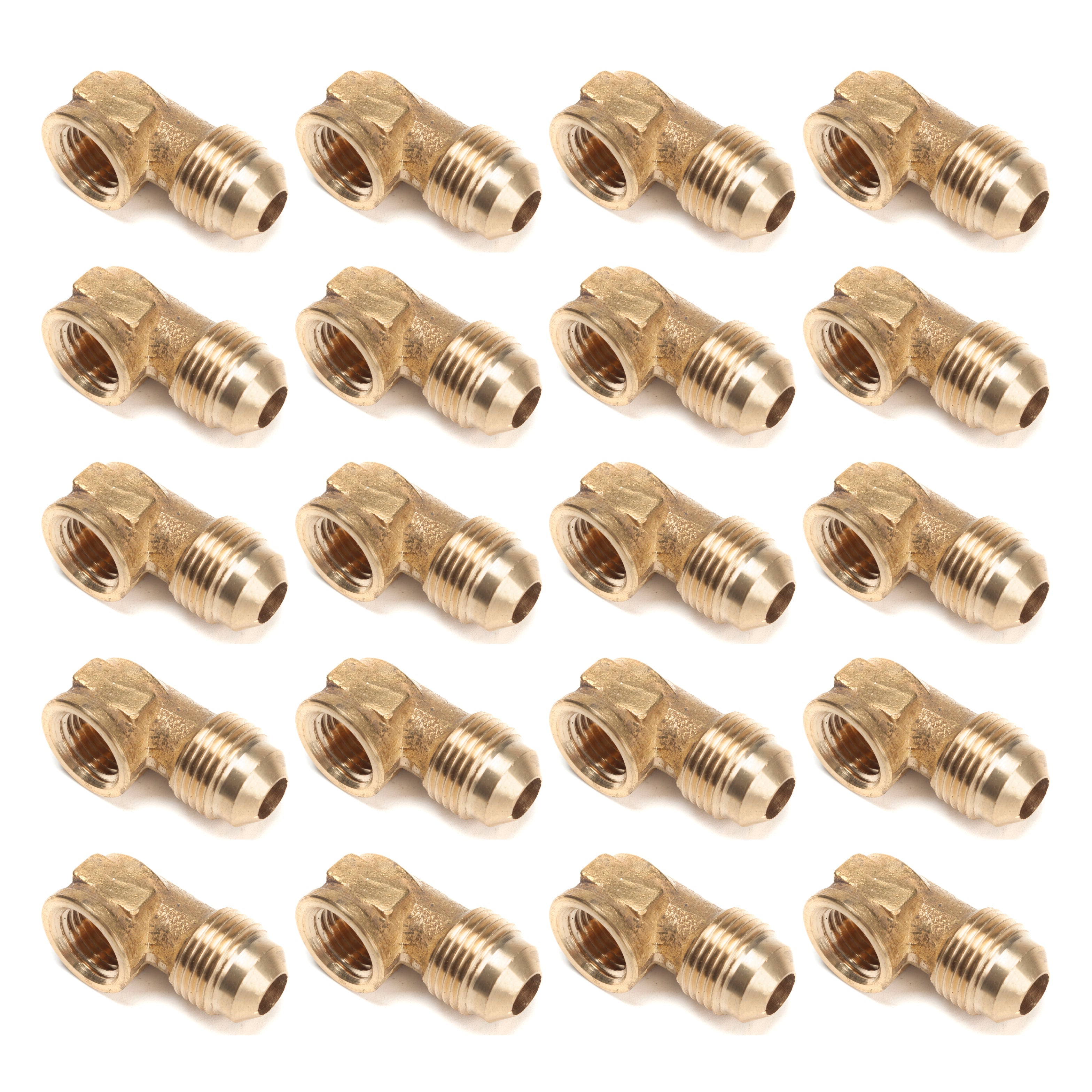 LTWFITTING Brass 3/8 Inch OD x 1/4 Inch Female NPT 45 Deg Flare 90 Degree Flare Elbow Tube Fitting(Pack of 20)
