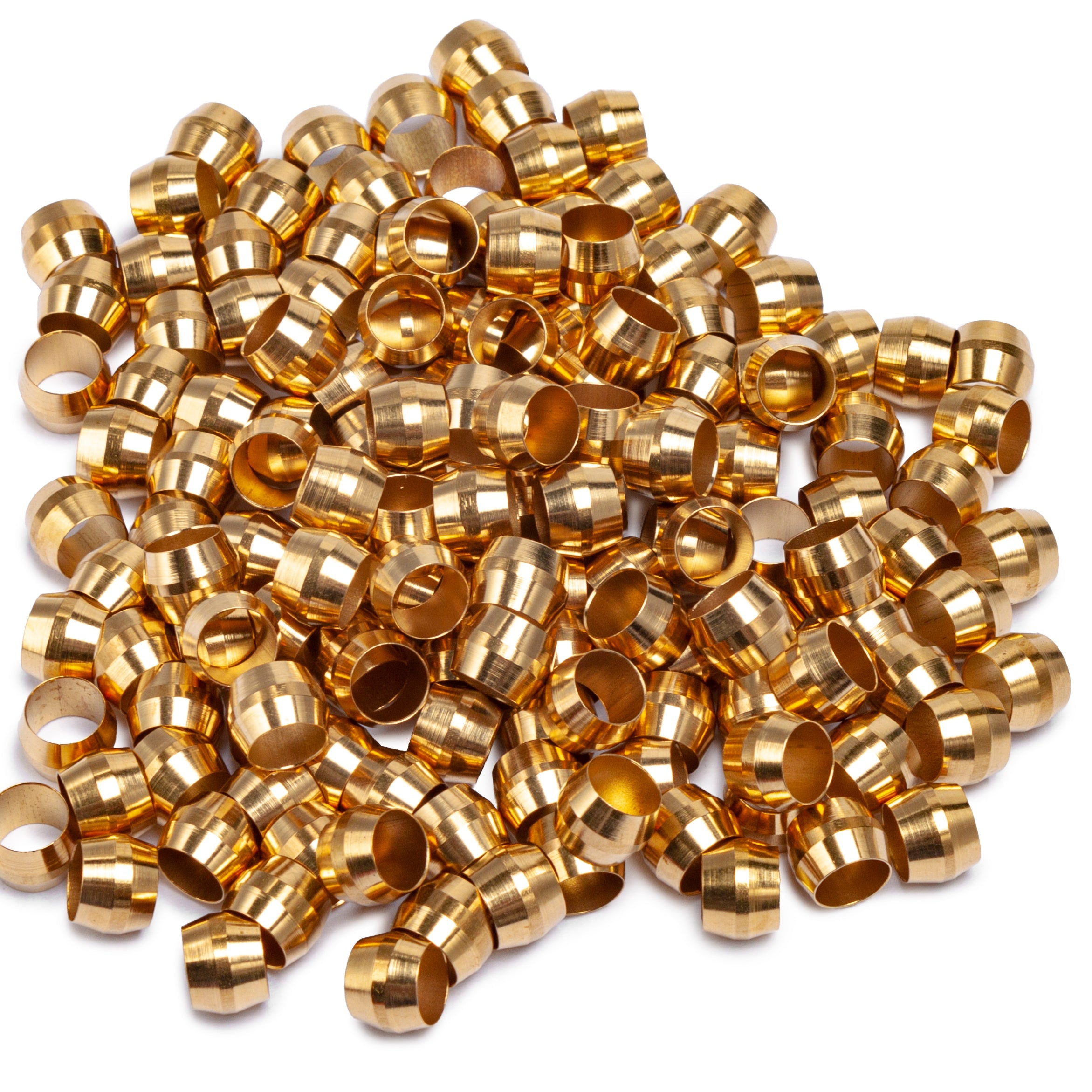 LTWFITTING 1/4-Inch Brass Compression Sleeves Ferrels,Brass Compression Fitting(Pack of 250)