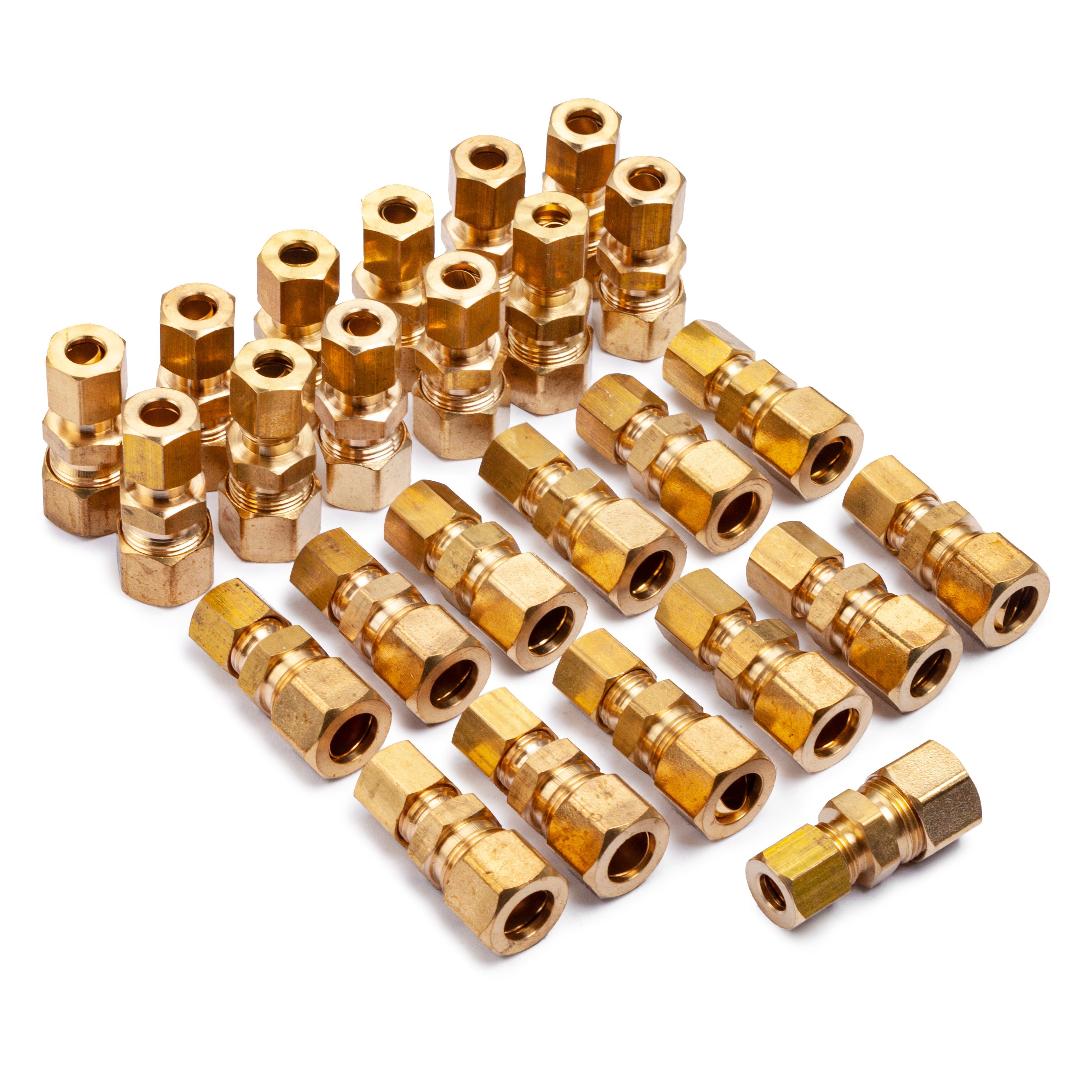 LTWFITTING 3/8-Inch OD x 1/4-Inch OD Compression Reducing Union,Brass Compression Fitting(Pack of 25)