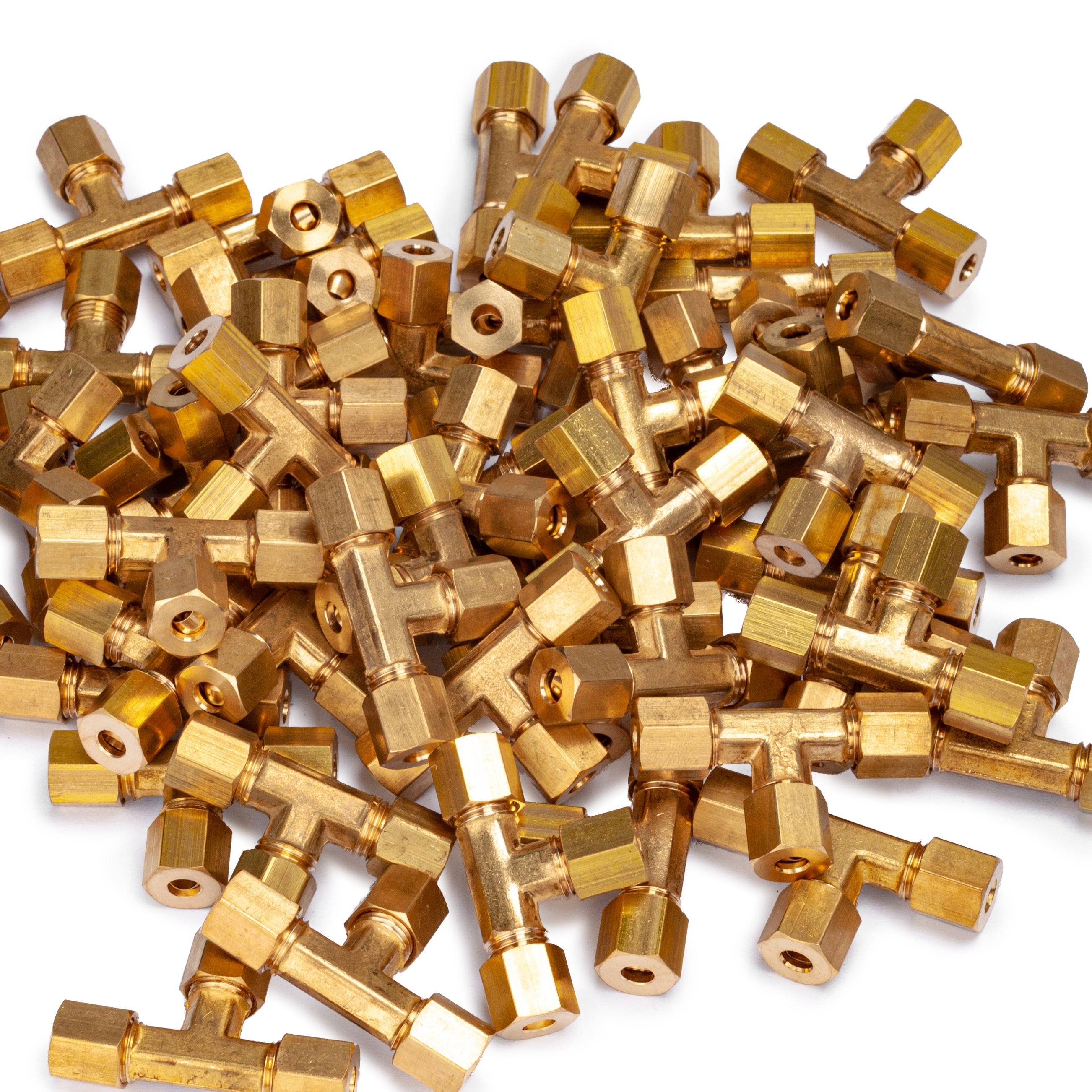 LTWFITTING 3/16-Inch OD Compression Tee,Brass Compression Fitting(Pack of 200)