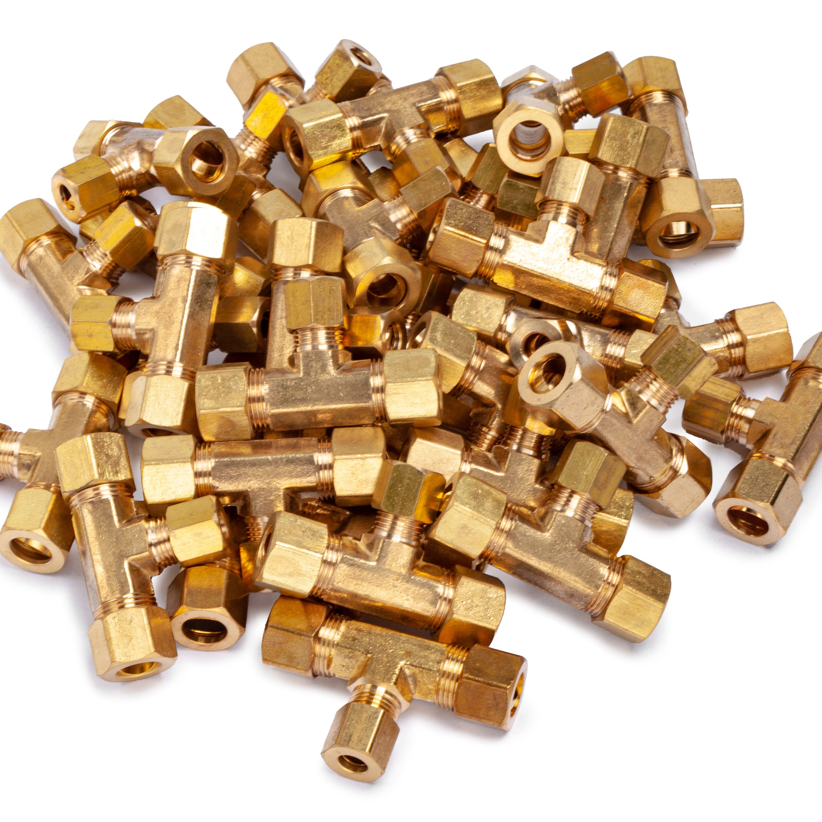 LTWFITTING 3/8-Inchx3/8-Inchx1/4-Inch OD Compression Reducing Tee,Brass Compression Fitting(Pack of 100)