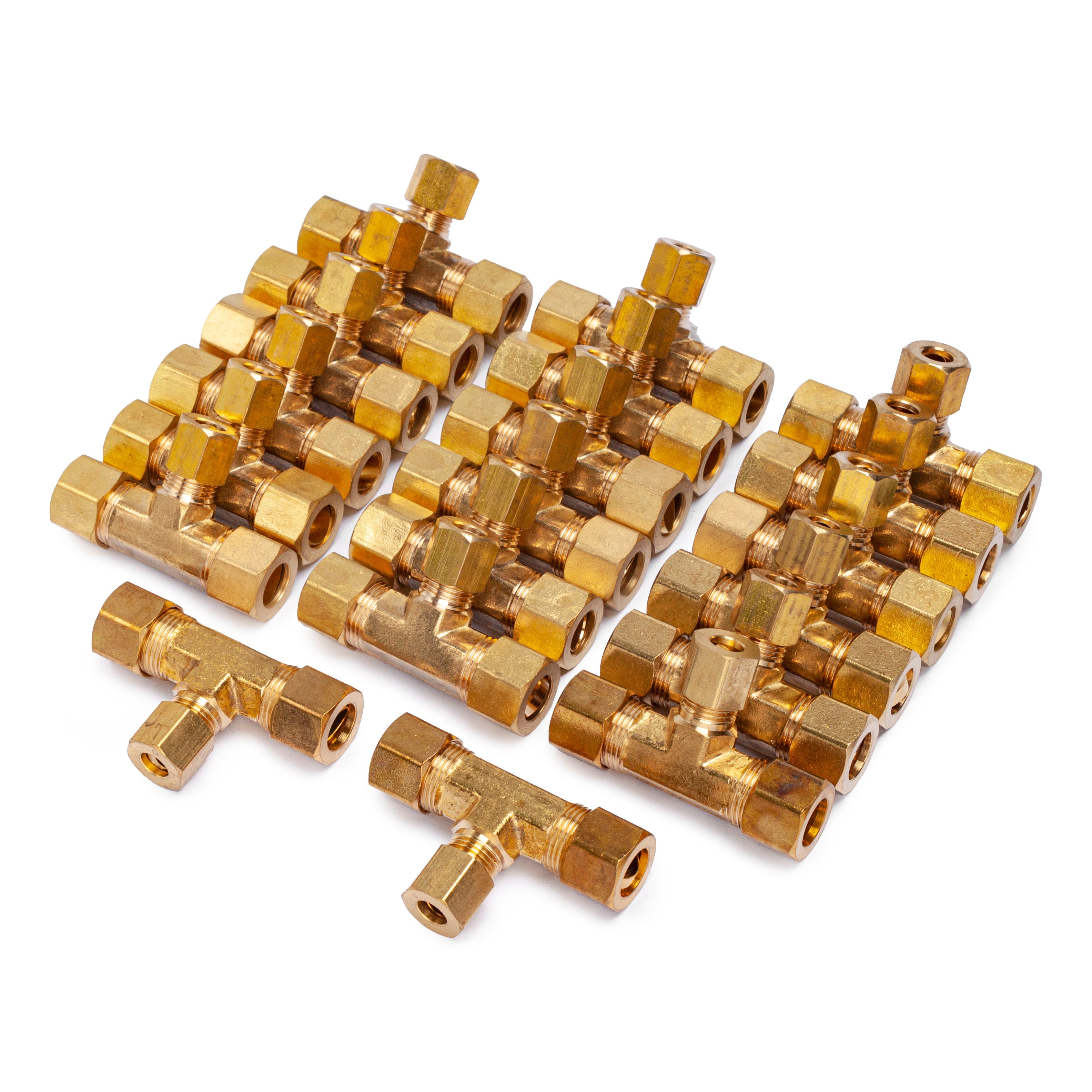 LTWFITTING 3/8-Inchx3/8-Inchx1/4-Inch OD Compression Reducing Tee,Brass Compression Fitting(Pack of 20)