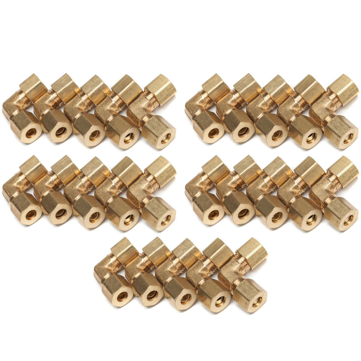 LTWFITTING 1/4-Inch OD 90 Degree Compression Union Elbow,Brass Compression Fitting(Pack of 25)