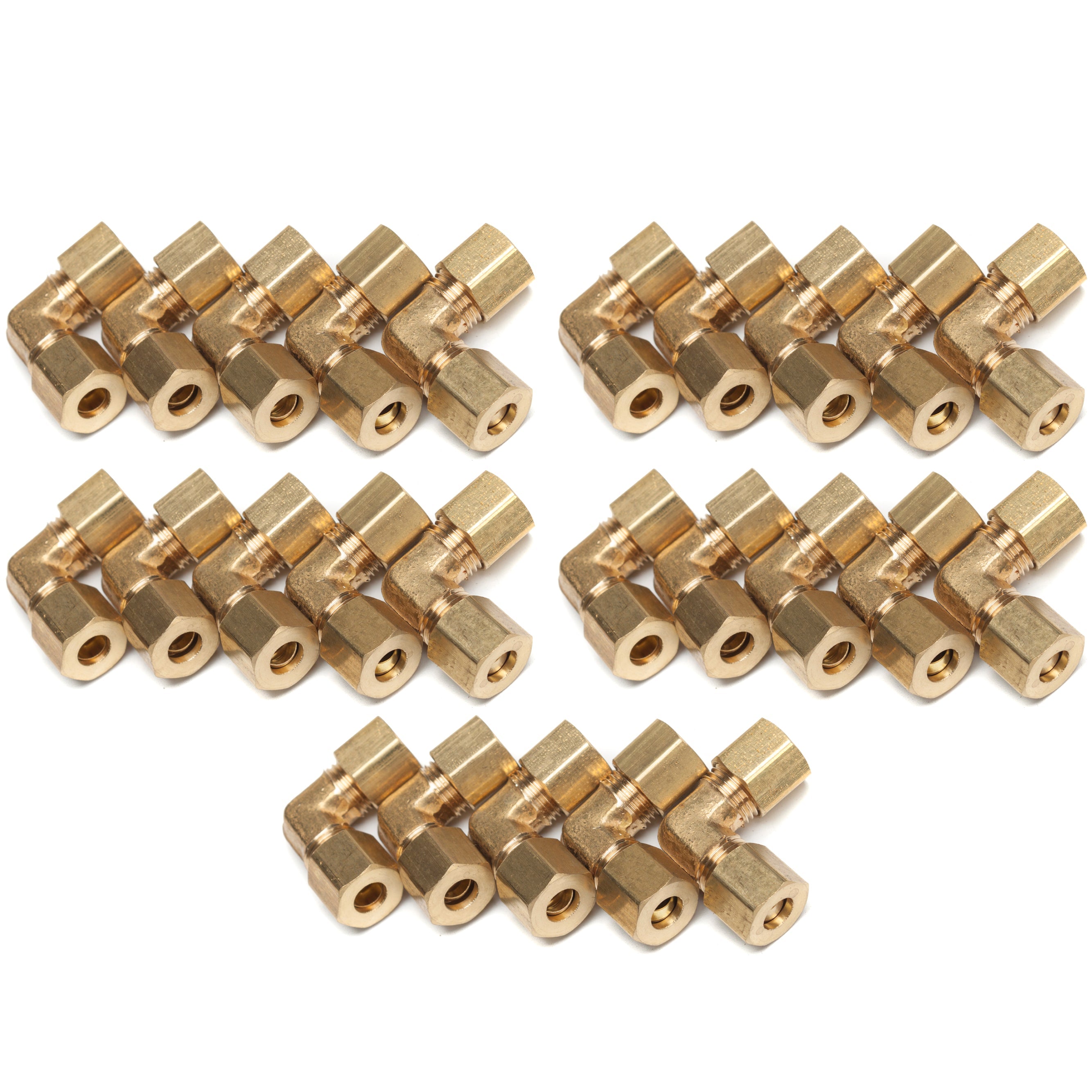 LTWFITTING 1/4-Inch OD 90 Degree Compression Union Elbow,Brass Compression Fitting(Pack of 25)