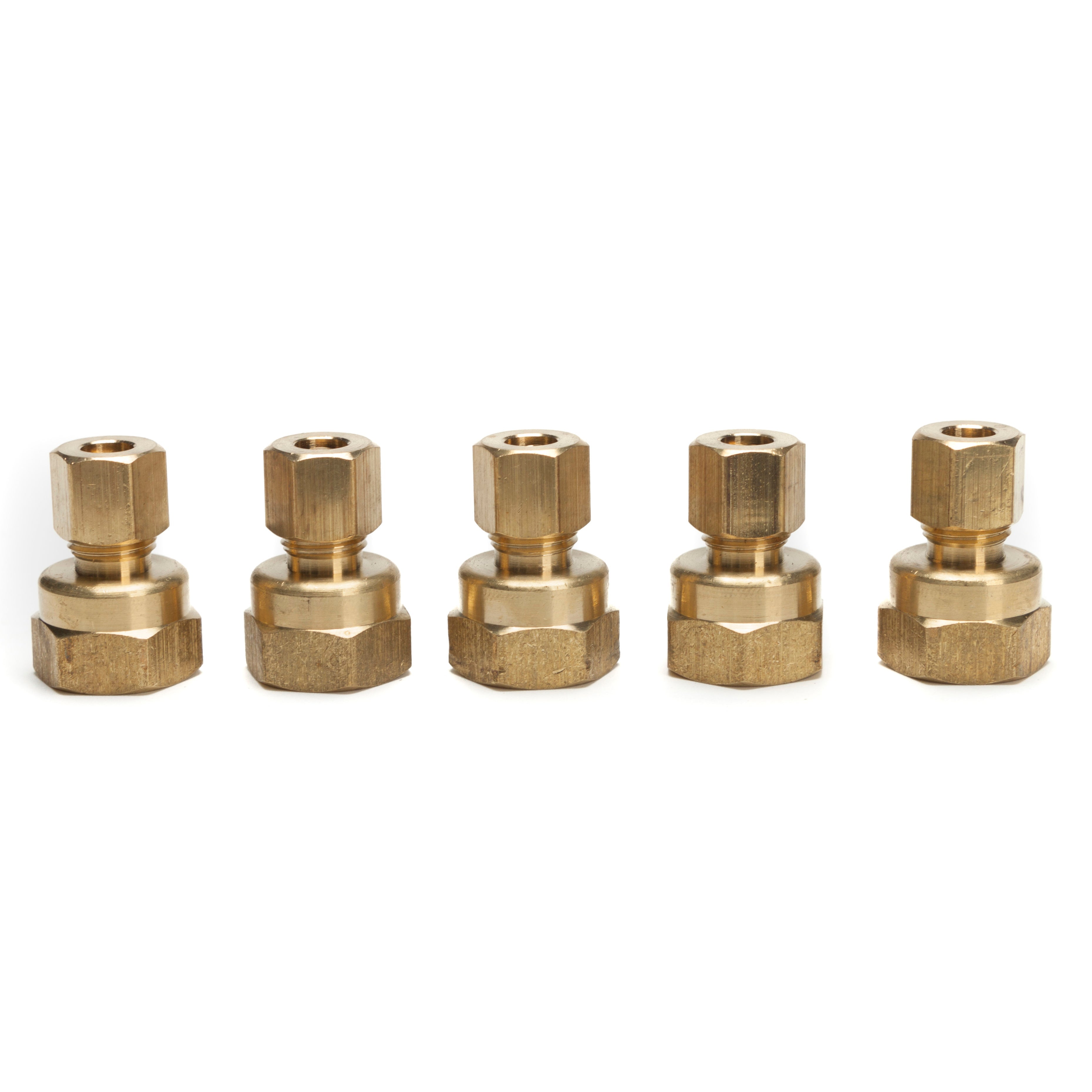 LTWFITTING Brass 1/4-Inch OD x 3/8-Inch Female NPT Compression Connector Fitting(Pack of 5)