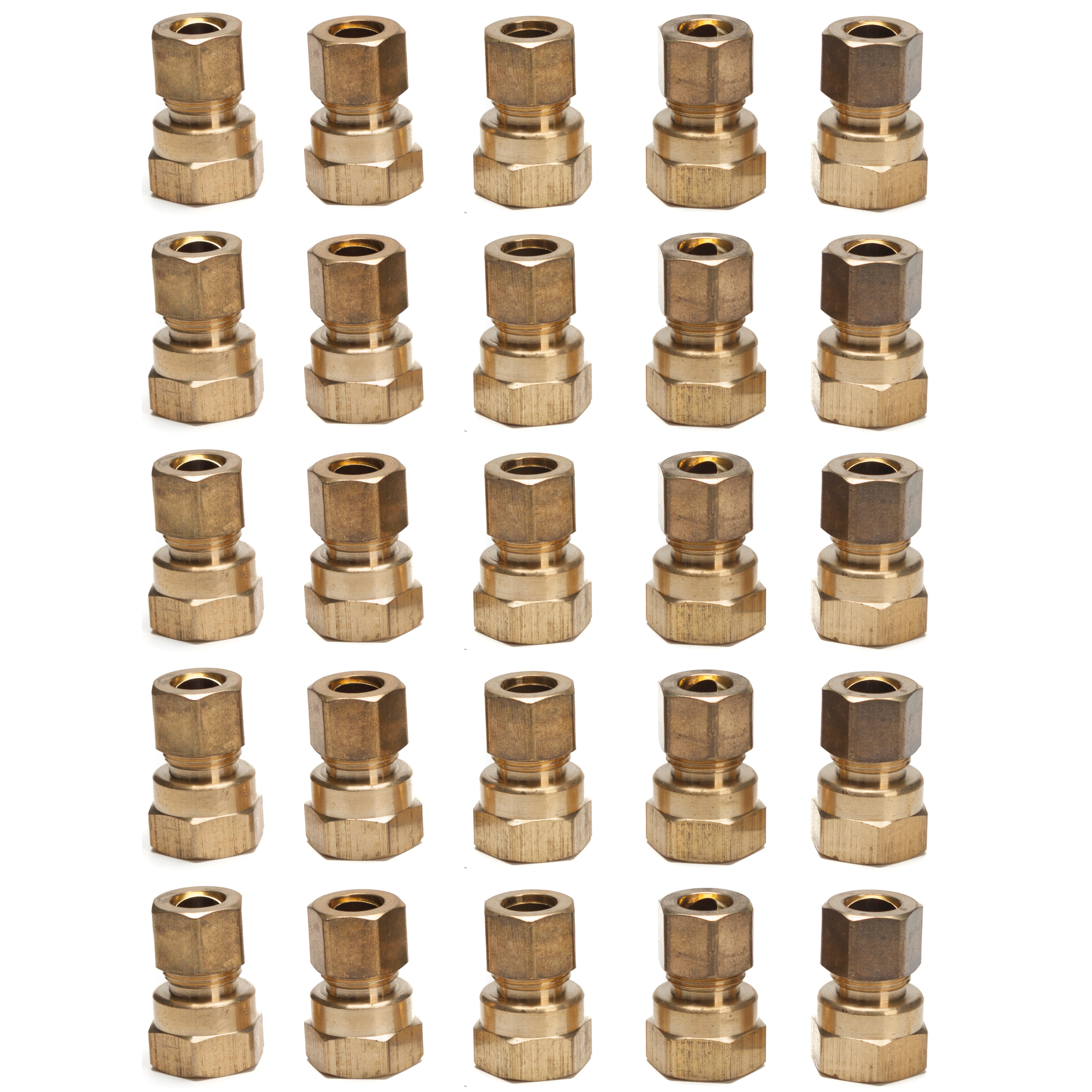LTWFITTING Brass 3/8-Inch OD x 3/8-Inch Female NPT Compression Connector Fitting(Pack of 25)