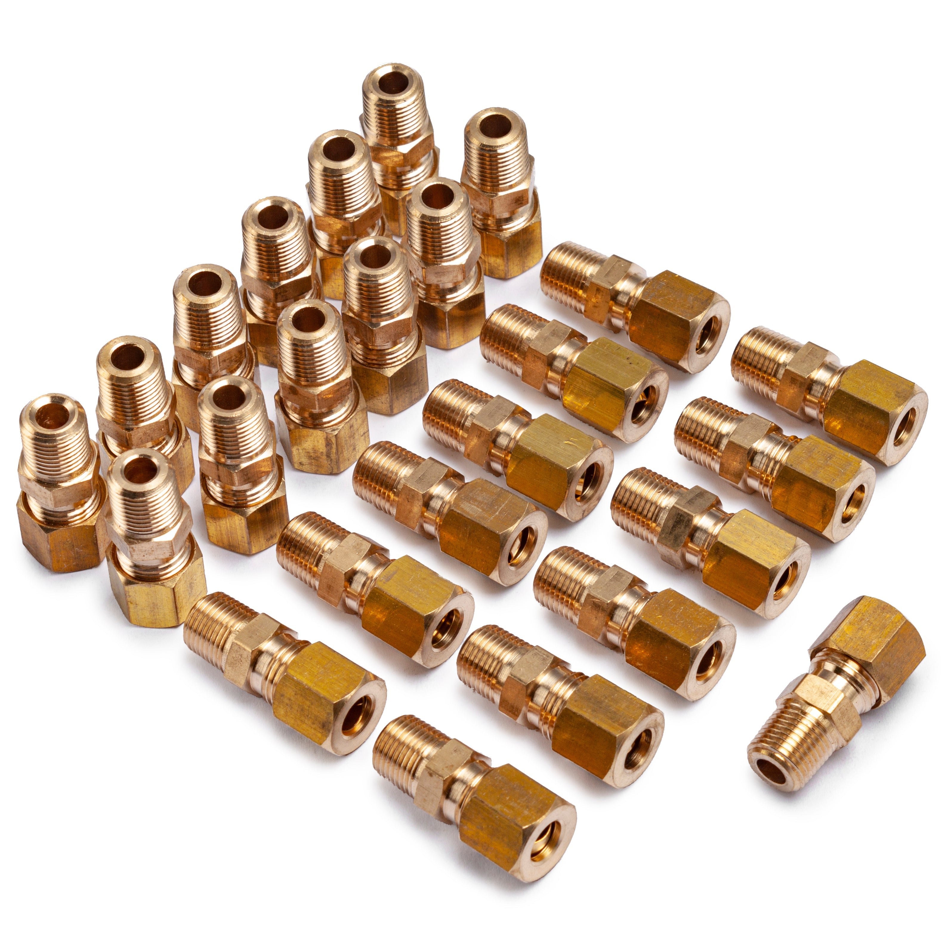 LTWFITTING Brass 1/4-Inch OD x 1/8-Inch Male NPT Compression Connector Fitting(Pack of 25)