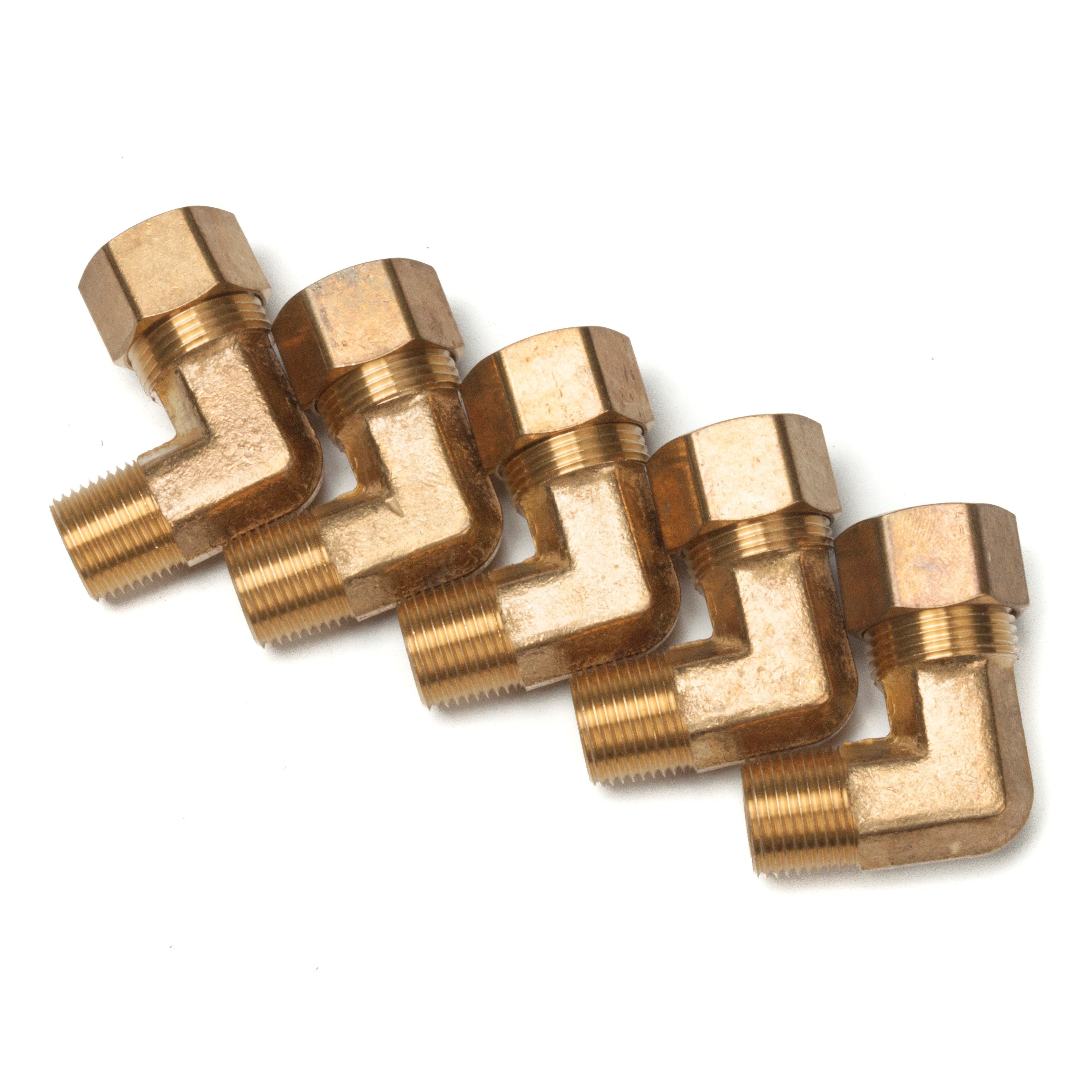 LTWFITTING 7/8-Inch OD x 3/4-Inch Male NPT 90 Degree Compression Elbow,Brass Compression Fitting(Pack of 5)