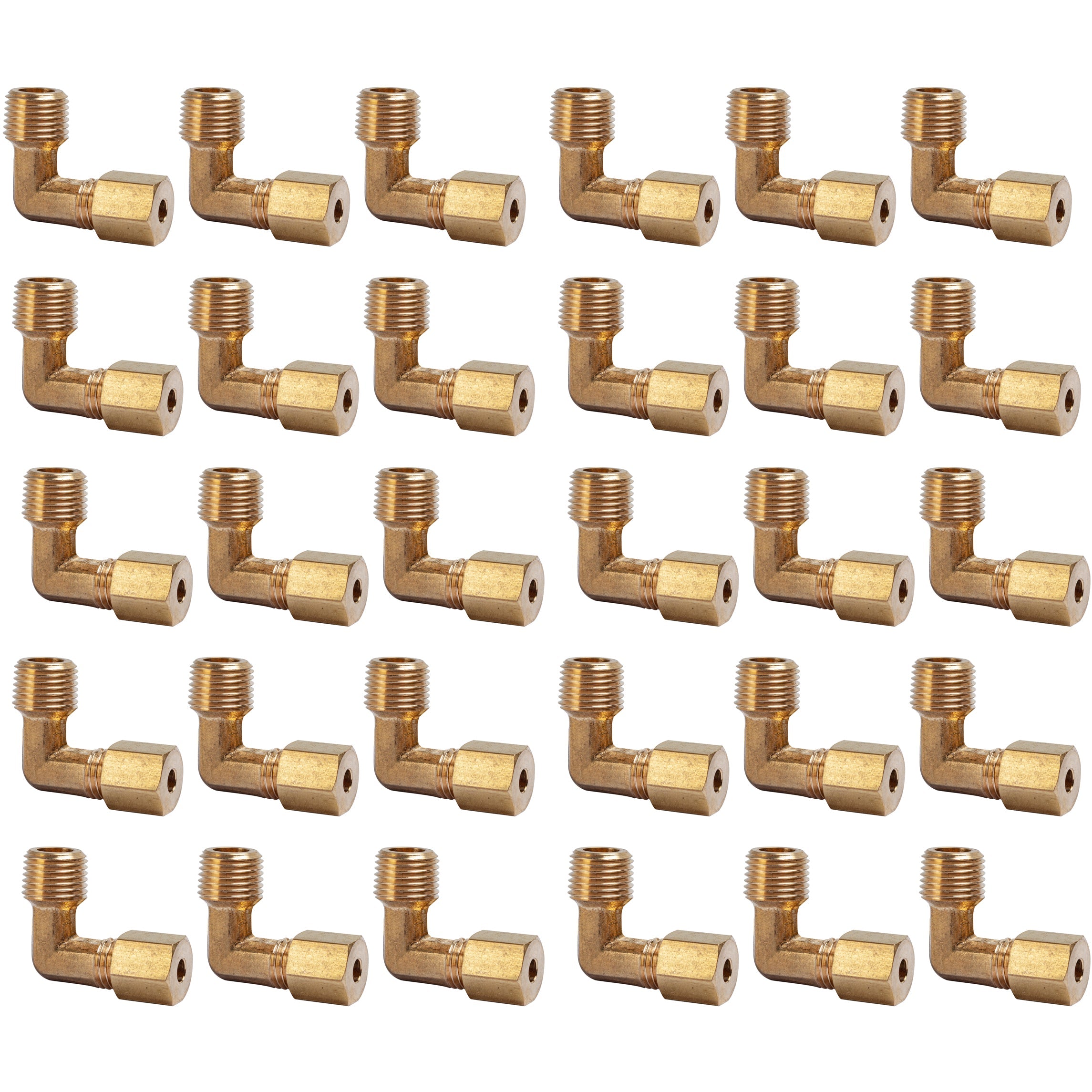 LTWFITTING 1/8-Inch OD x 1/8-Inch Male NPT 90 Degree Compression Elbow,Brass Compression Fitting (Pack of 30)