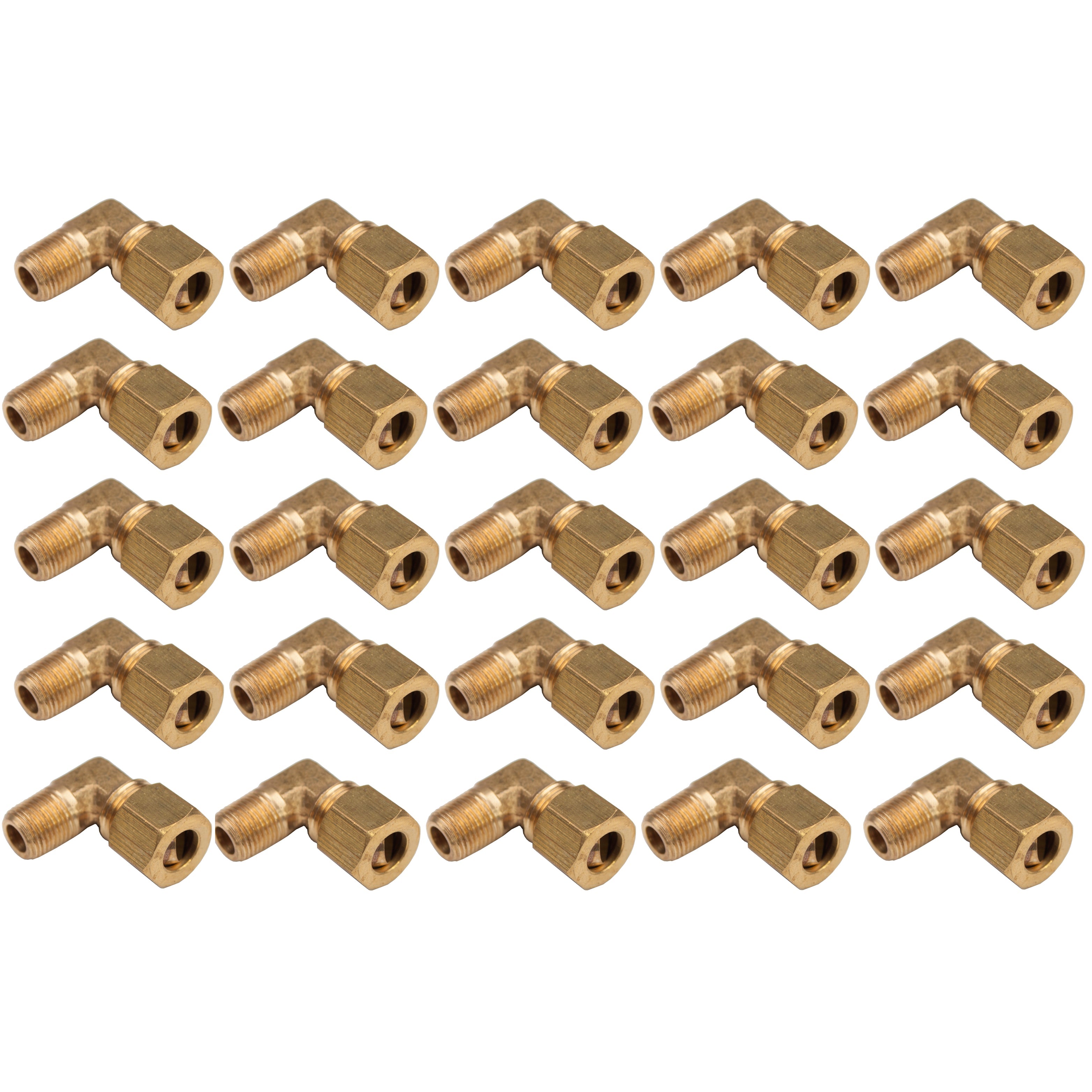 LTWFITTING 5/16-Inch OD x 1/8-Inch Male NPT 90 Degree Compression Elbow,Brass Compression Fitting(Pack of 25)